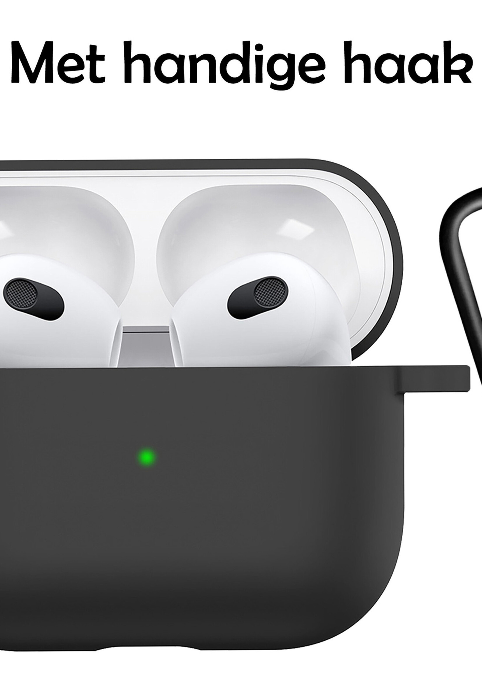 LUQ Hoesje Geschikt voor AirPods 3 Hoesje Siliconen Case - Hoes Geschikt voor Apple AirPods 3 Case Hoesje - Zwart