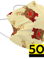 LUQ LUQ Wegwerp 3-laags Mondkapje Rendier - 50 Stuks