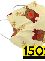 LUQ LUQ Wegwerp 3-laags Mondkapje Rendier - 150 Stuks