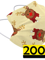 LUQ LUQ Wegwerp 3-laags Mondkapje Rendier - 200 Stuks