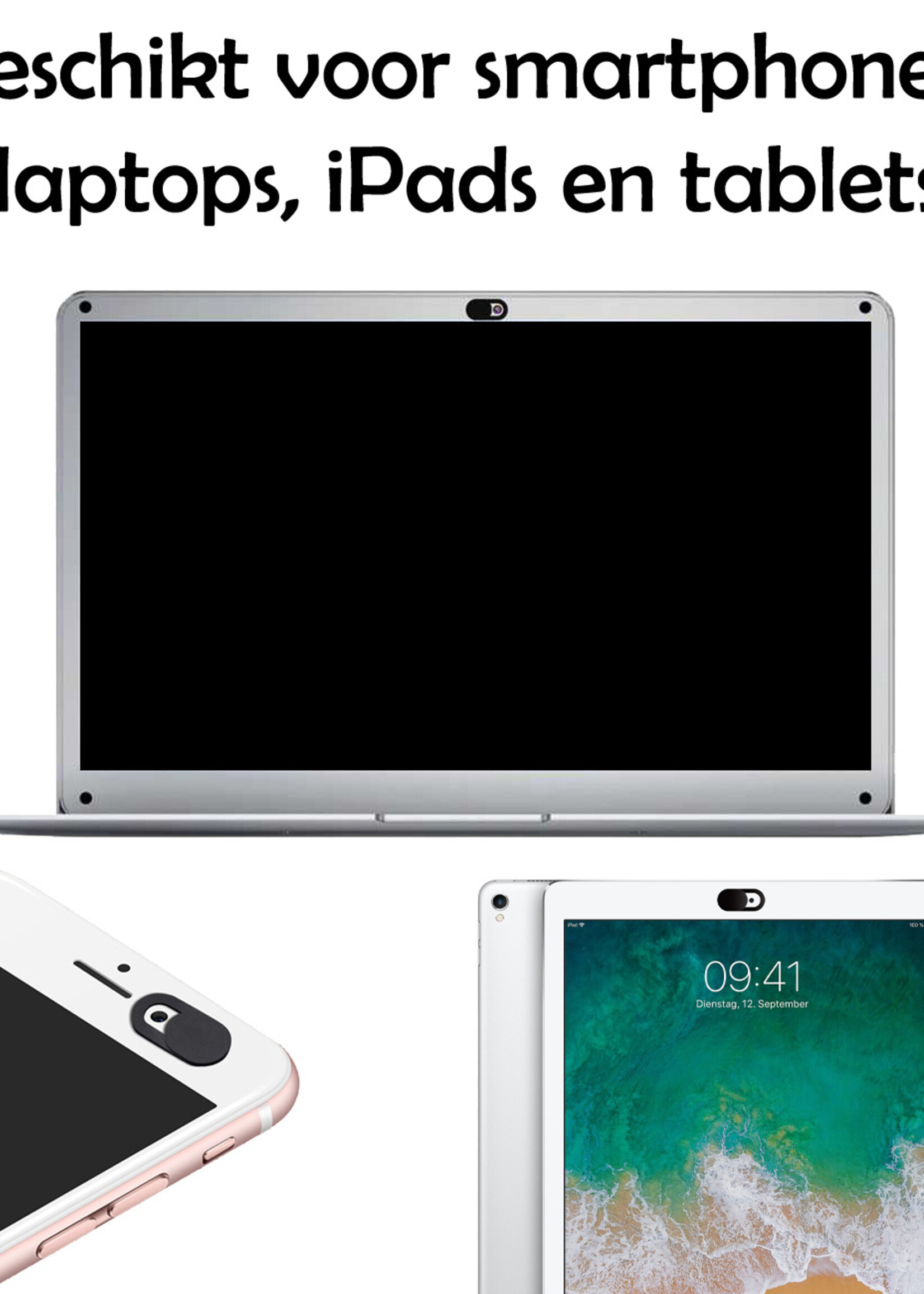 LUQ Webcam Cover Laptop Schuifje Camera Cover Laptop Zwart - Camera Cover Webcam Camera Schuifje Sticker Voor Laptop Smartphone En Tablet Zwart - 5 Stuks