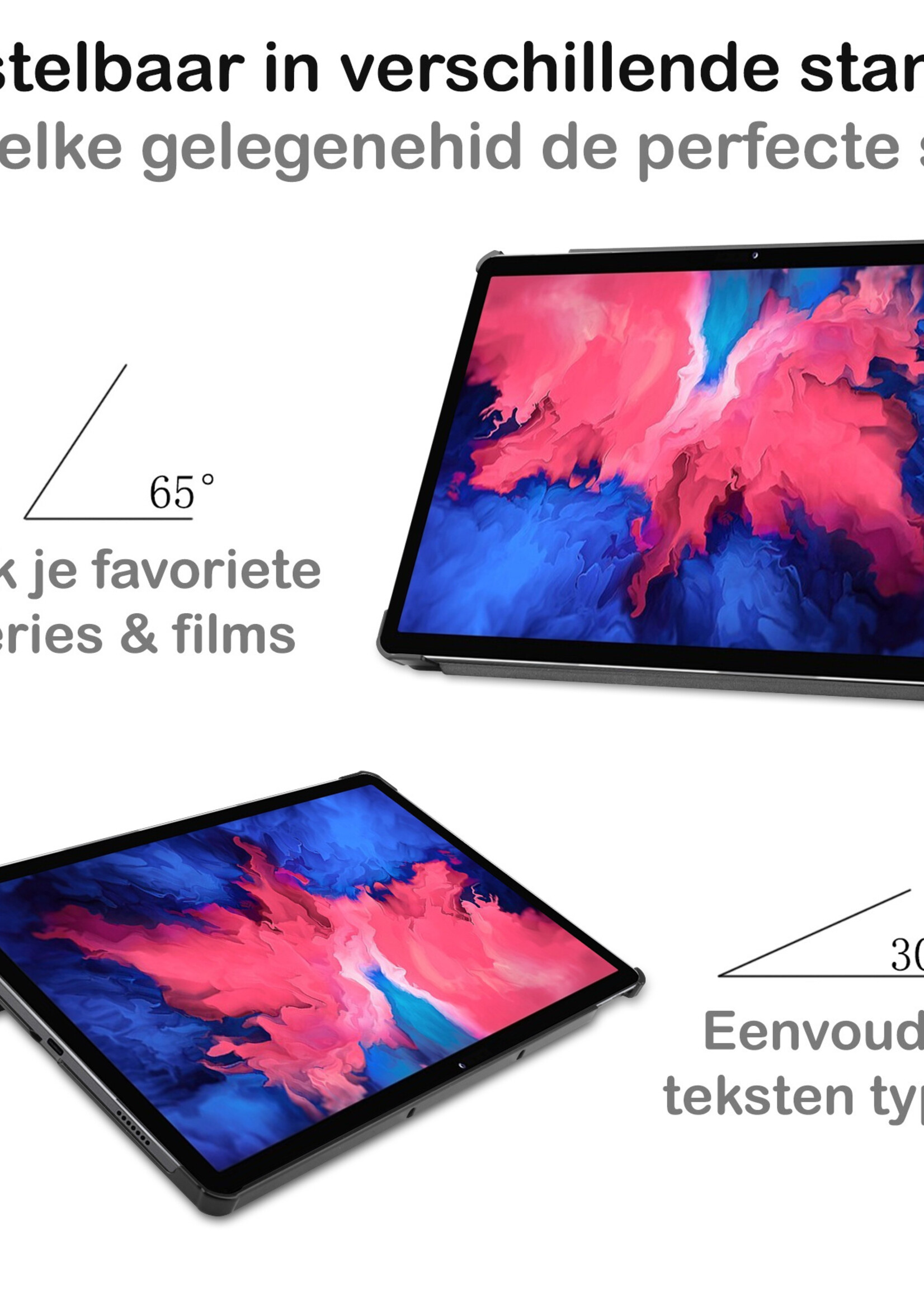 LUQ Hoes Geschikt voor Lenovo Tab P11 Hoes Luxe Hoesje Book Case - Hoesje Geschikt voor Lenovo Tab P11 Hoes Cover - Zwart