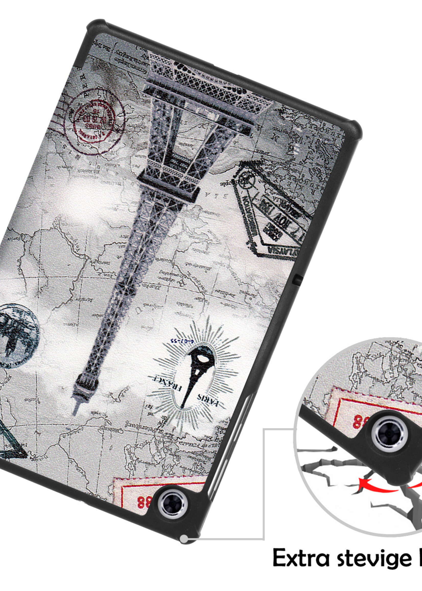 LUQ Hoes Geschikt voor Lenovo Tab M10 FHD Plus 2nd Gen Hoes Luxe Hoesje Book Case - Hoesje Geschikt voor Lenovo Tab M10 FHD Plus (2e Gen) Hoes Cover - Eiffeltoren