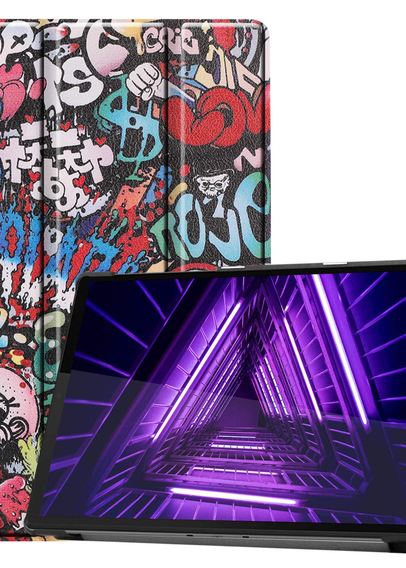 LUQ Hoes Geschikt voor Lenovo Tab M10 FHD Plus 2nd Gen Hoes Luxe Hoesje Book Case - Hoesje Geschikt voor Lenovo Tab M10 FHD Plus (2e Gen) Hoes Cover - Graffity