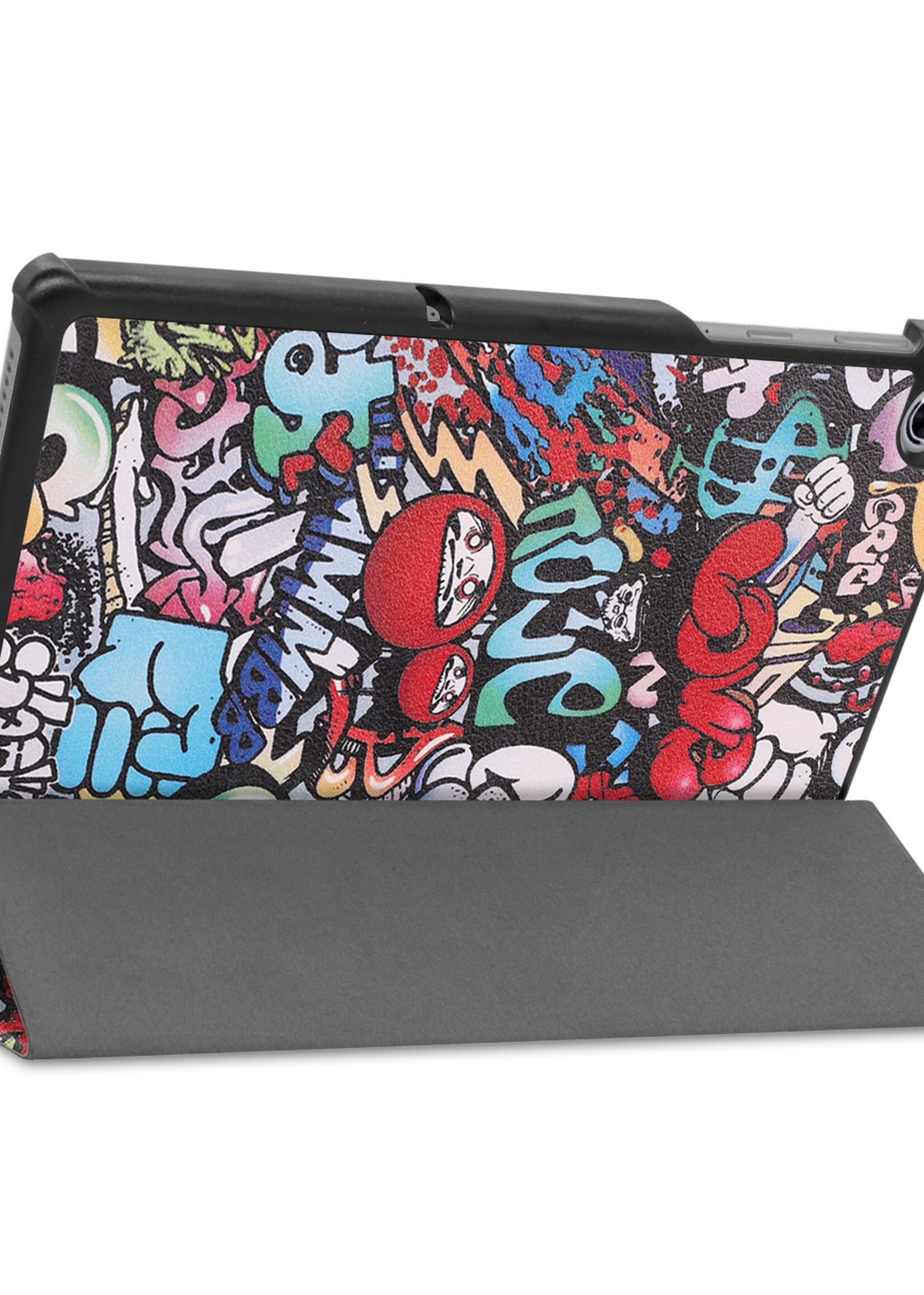 LUQ Hoes Geschikt voor Lenovo Tab M10 FHD Plus 2nd Gen Hoes Luxe Hoesje Book Case - Hoesje Geschikt voor Lenovo Tab M10 FHD Plus (2e Gen) Hoes Cover - Graffity