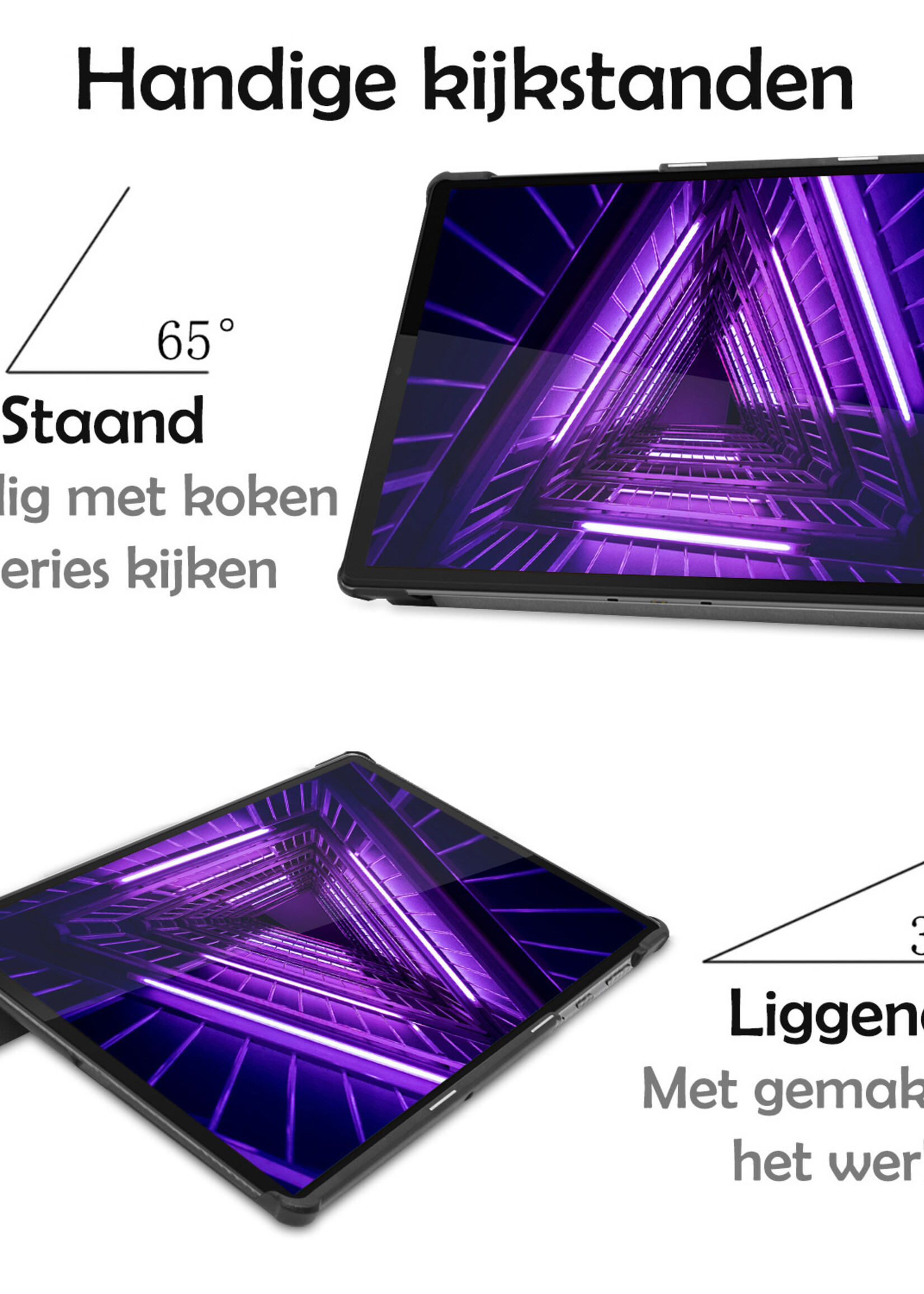 LUQ Hoes Geschikt voor Lenovo Tab M10 FHD Plus 2nd Gen Hoes Luxe Hoesje Book Case - Hoesje Geschikt voor Lenovo Tab M10 FHD Plus (2e Gen) Hoes Cover - Grijs