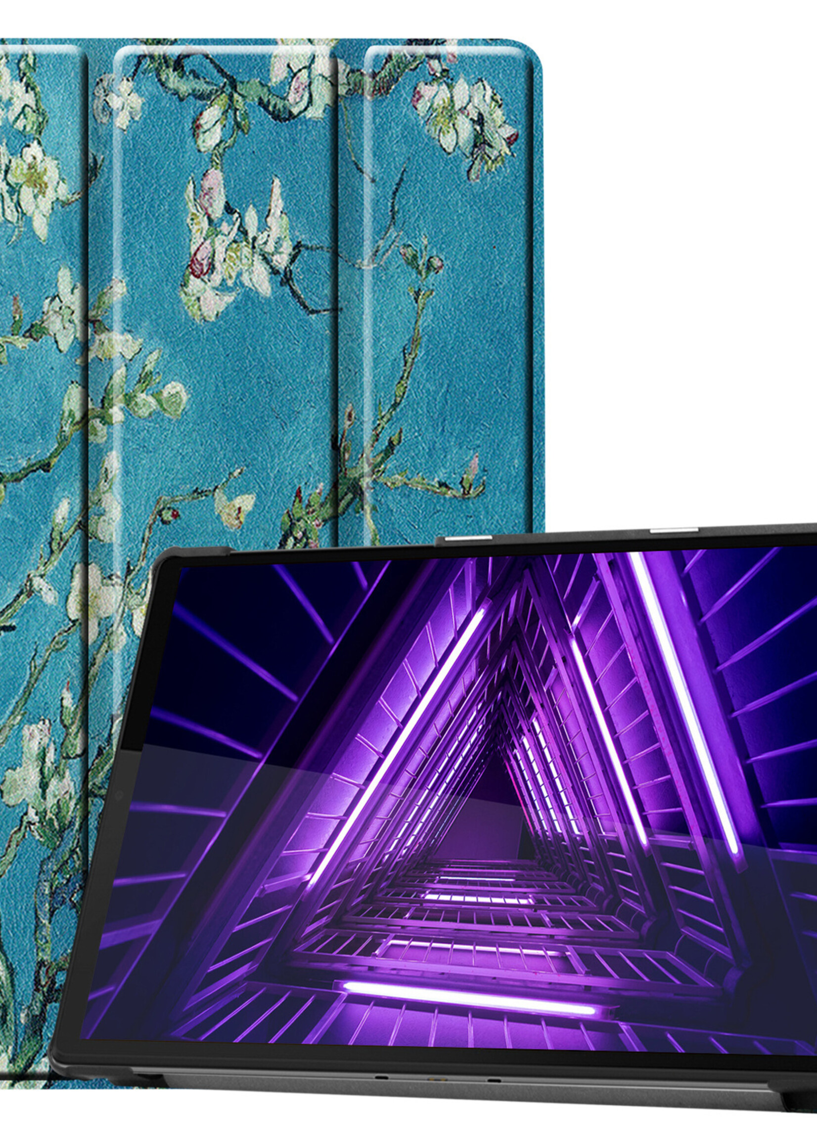 LUQ Hoes Geschikt voor Lenovo Tab M10 FHD Plus 2nd Gen Hoes Luxe Hoesje Book Case - Hoesje Geschikt voor Lenovo Tab M10 FHD Plus (2e Gen) Hoes Cover - Bloesem