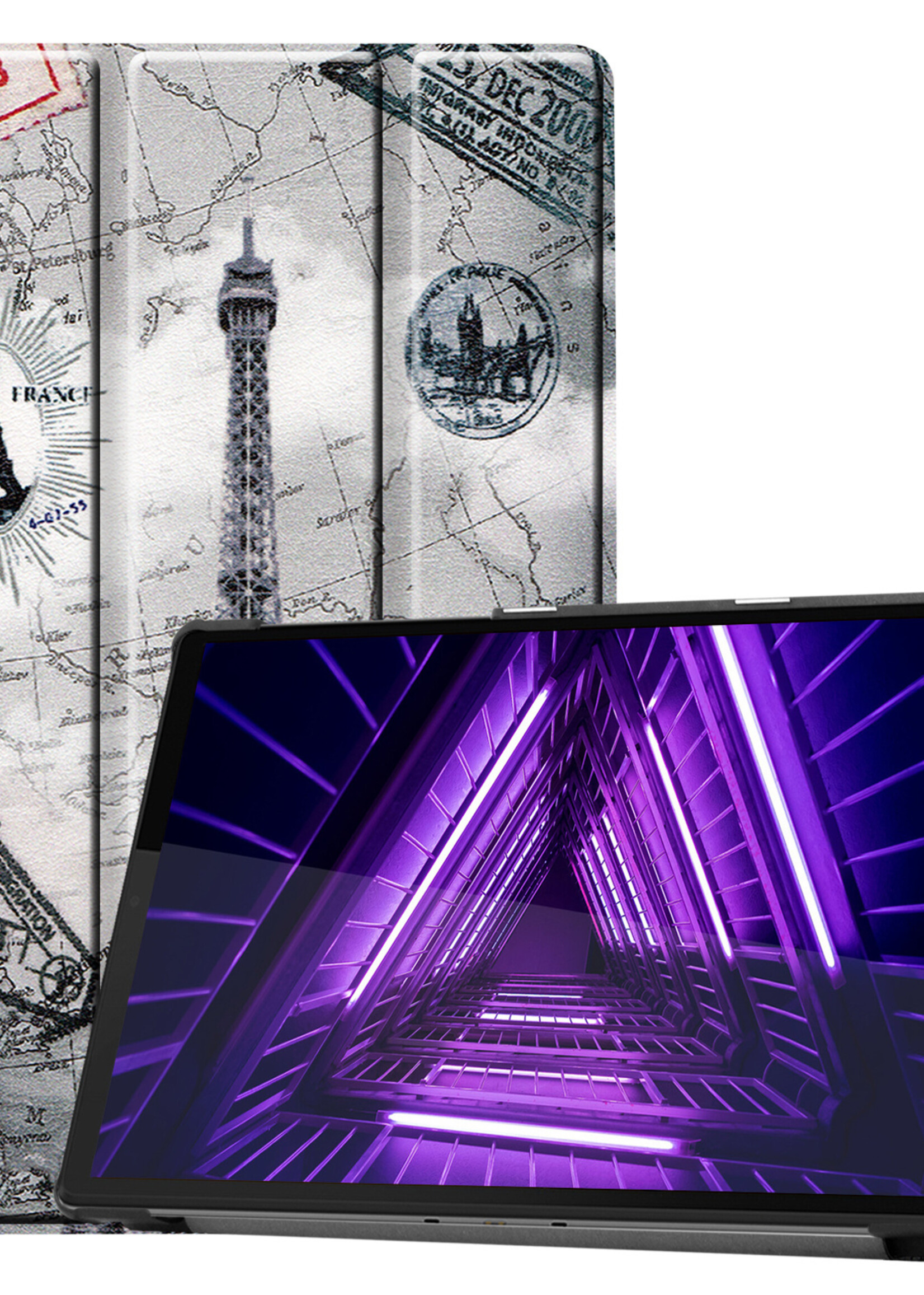 LUQ Hoes Geschikt voor Lenovo Tab M10 FHD Plus 2nd Gen Hoes Luxe Hoesje Book Case - Hoesje Geschikt voor Lenovo Tab M10 FHD Plus (2e Gen) Hoes Cover - Eiffeltoren