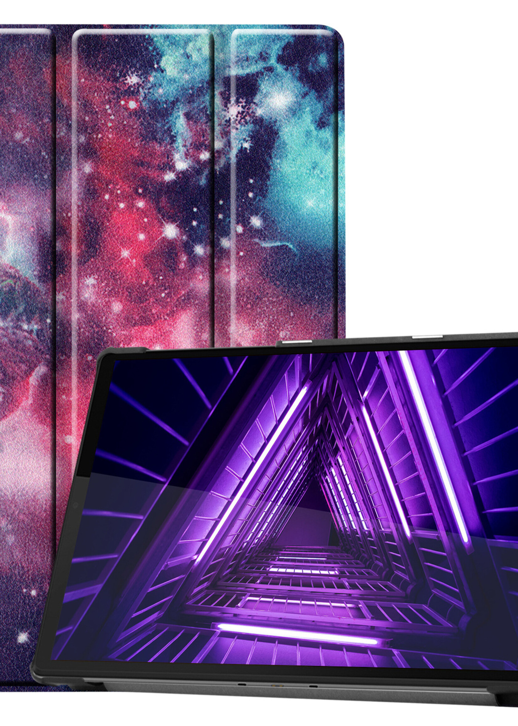 LUQ Hoes Geschikt voor Lenovo Tab M10 FHD Plus 2nd Gen Hoes Luxe Hoesje Book Case - Hoesje Geschikt voor Lenovo Tab M10 FHD Plus (2e Gen) Hoes Cover - Galaxy