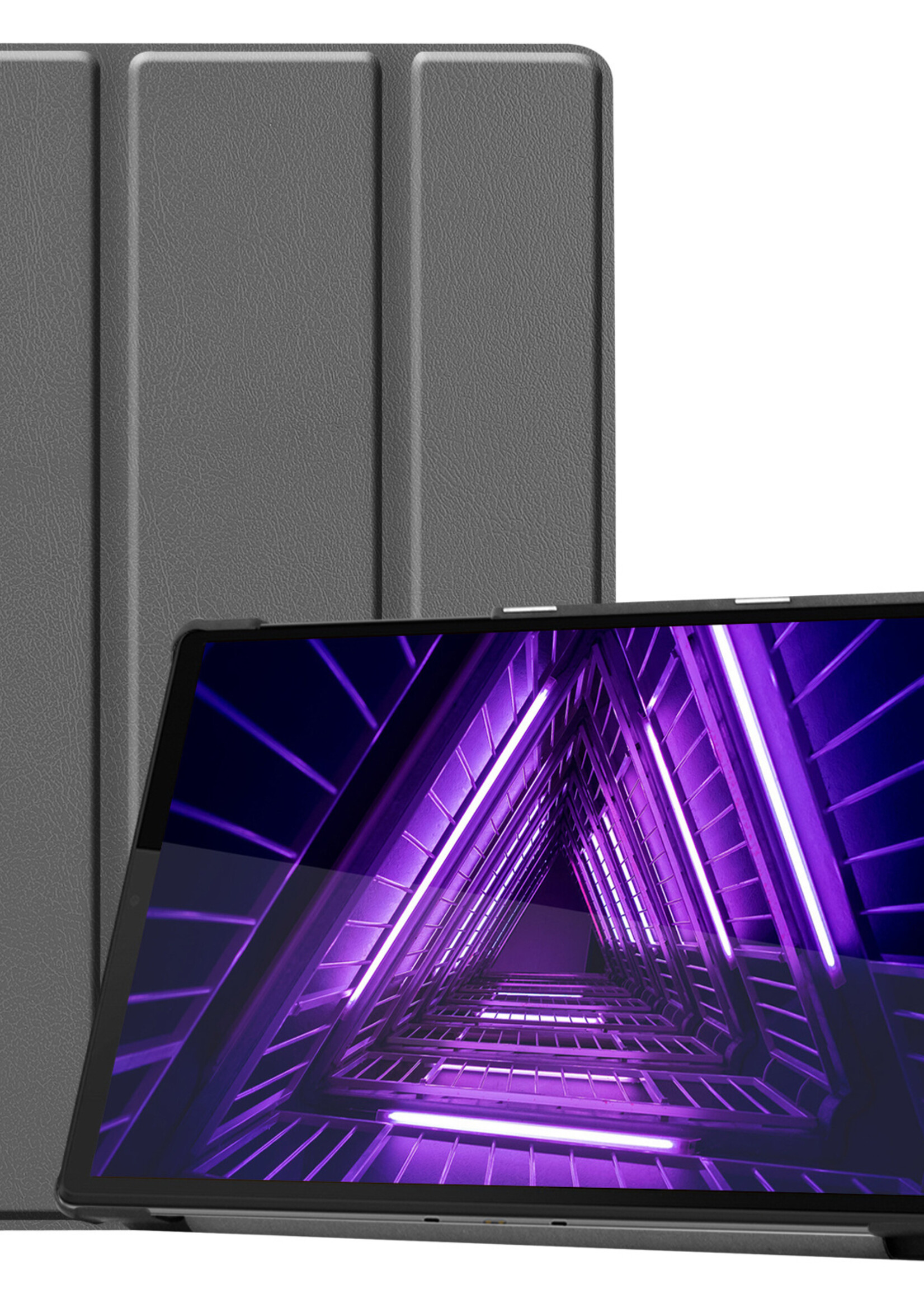LUQ Hoes Geschikt voor Lenovo Tab M10 FHD Plus 2nd Gen Hoes Luxe Hoesje Book Case - Hoesje Geschikt voor Lenovo Tab M10 FHD Plus (2e Gen) Hoes Cover - Grijs