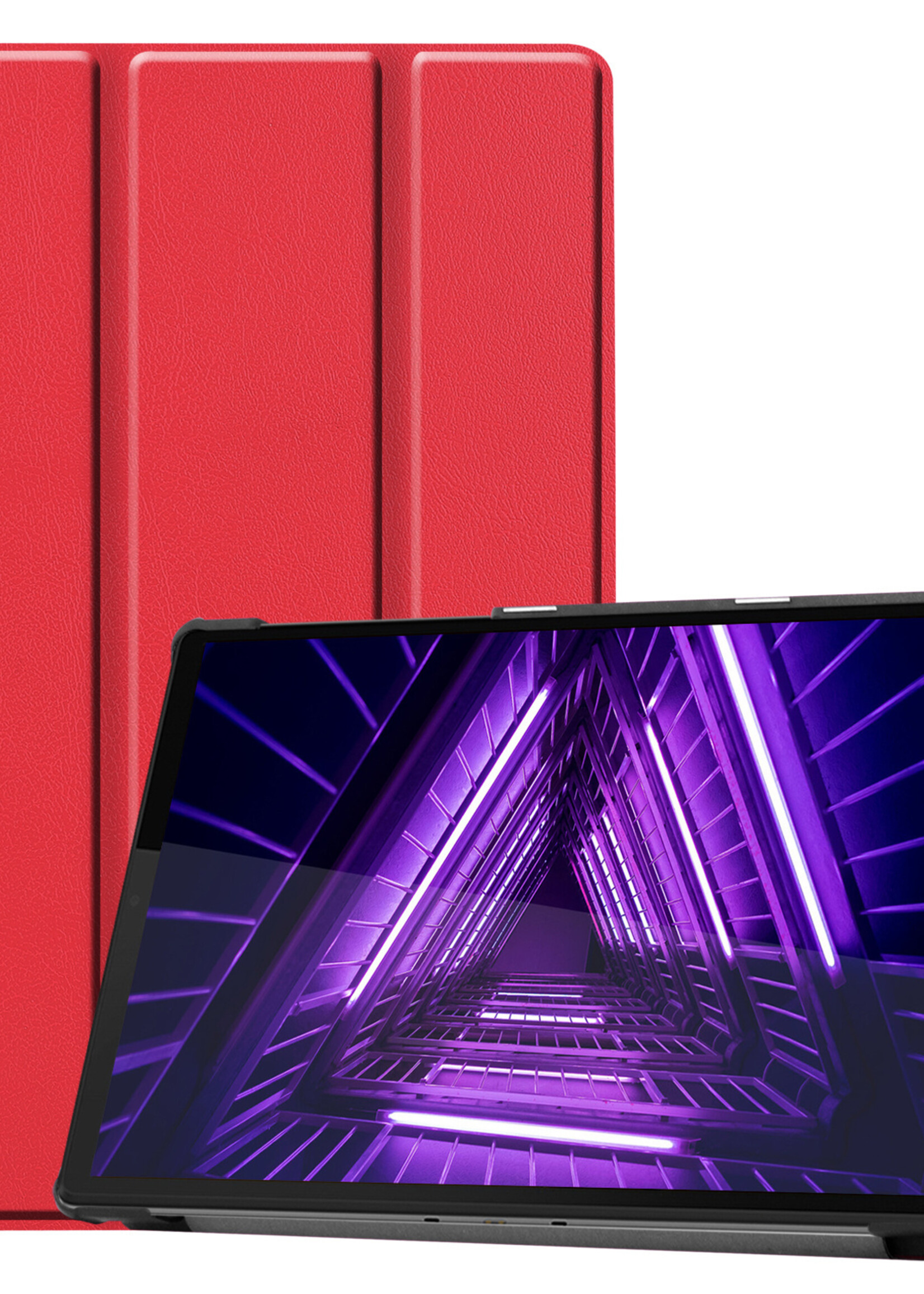 LUQ Hoes Geschikt voor Lenovo Tab M10 FHD Plus 2nd Gen Hoes Luxe Hoesje Book Case - Hoesje Geschikt voor Lenovo Tab M10 FHD Plus (2e Gen) Hoes Cover - Rood