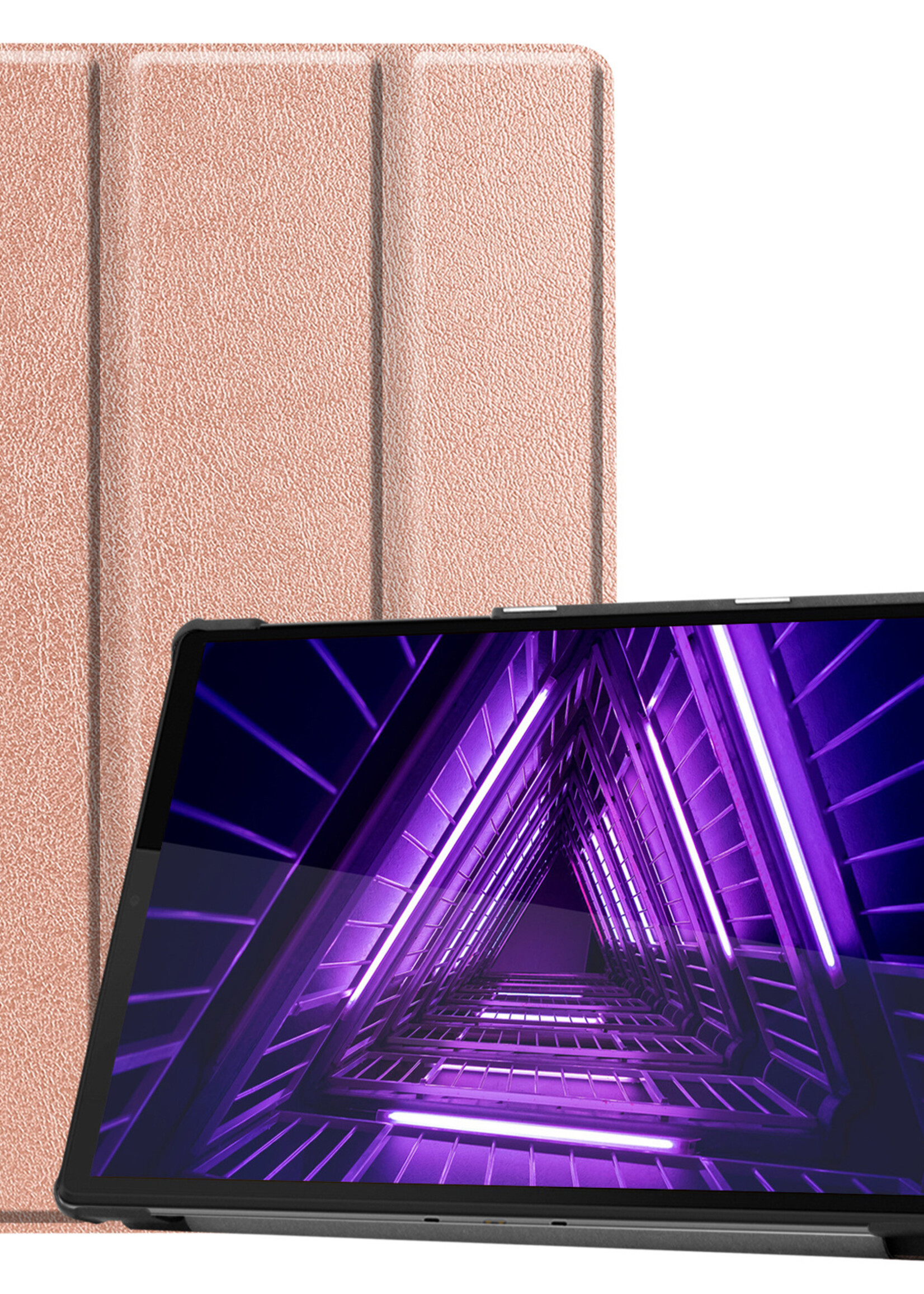LUQ Hoes Geschikt voor Lenovo Tab M10 FHD Plus 2nd Gen Hoes Luxe Hoesje Book Case - Hoesje Geschikt voor Lenovo Tab M10 FHD Plus (2e Gen) Hoes Cover - Rosé goud