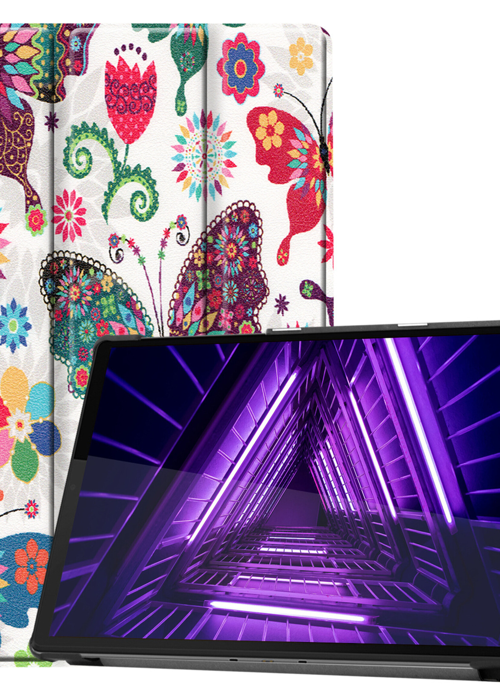 LUQ Hoes Geschikt voor Lenovo Tab M10 FHD Plus 2nd Gen Hoes Luxe Hoesje Book Case - Hoesje Geschikt voor Lenovo Tab M10 FHD Plus (2e Gen) Hoes Cover - Vlinders
