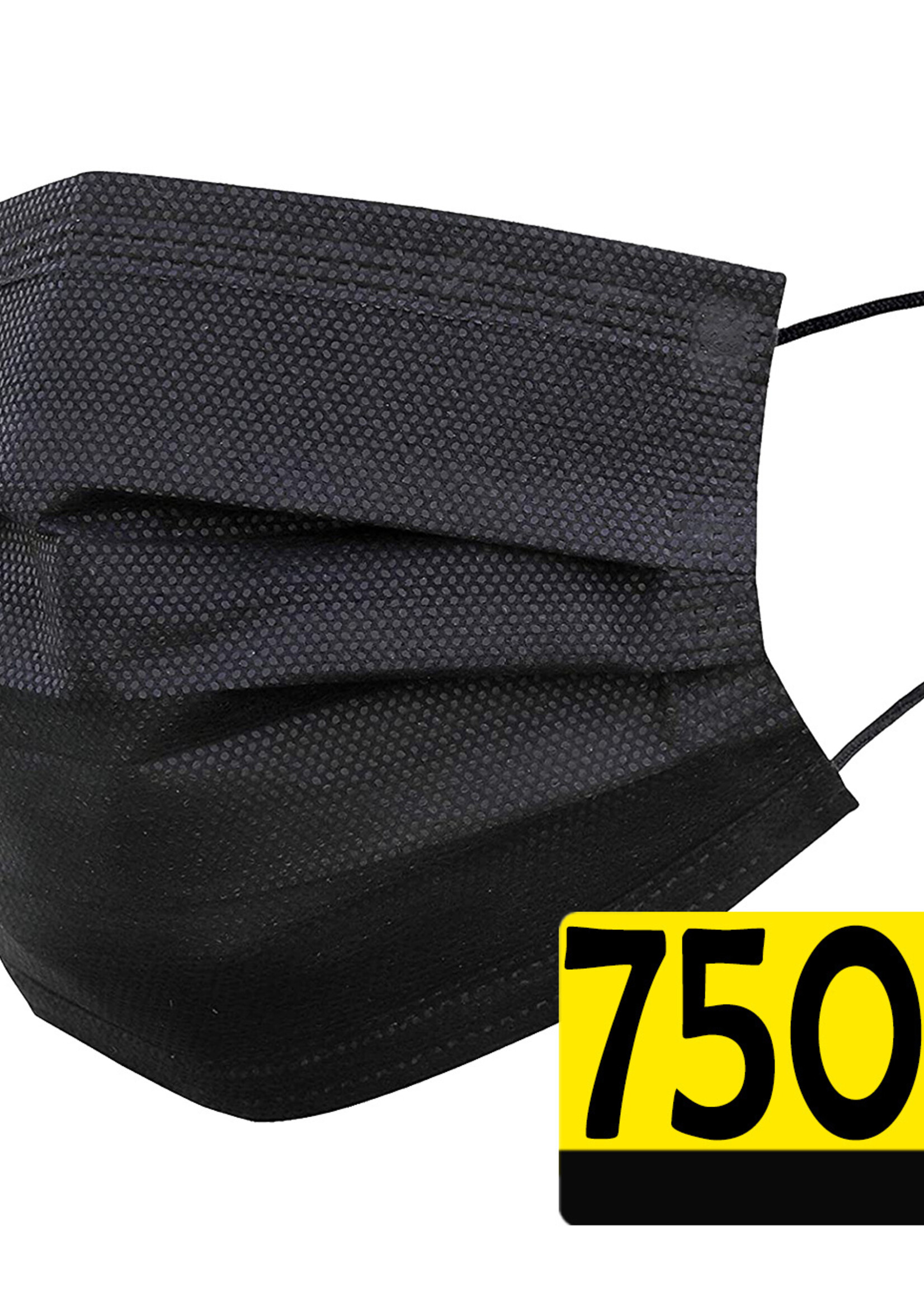 LUQ Mondkapje Zwart Wegwerp - Mondmasker Wegwerp - Mondkapje Wegwerp Zwart - Mondkapjes Wegwerp Zwart - 750 Stuks