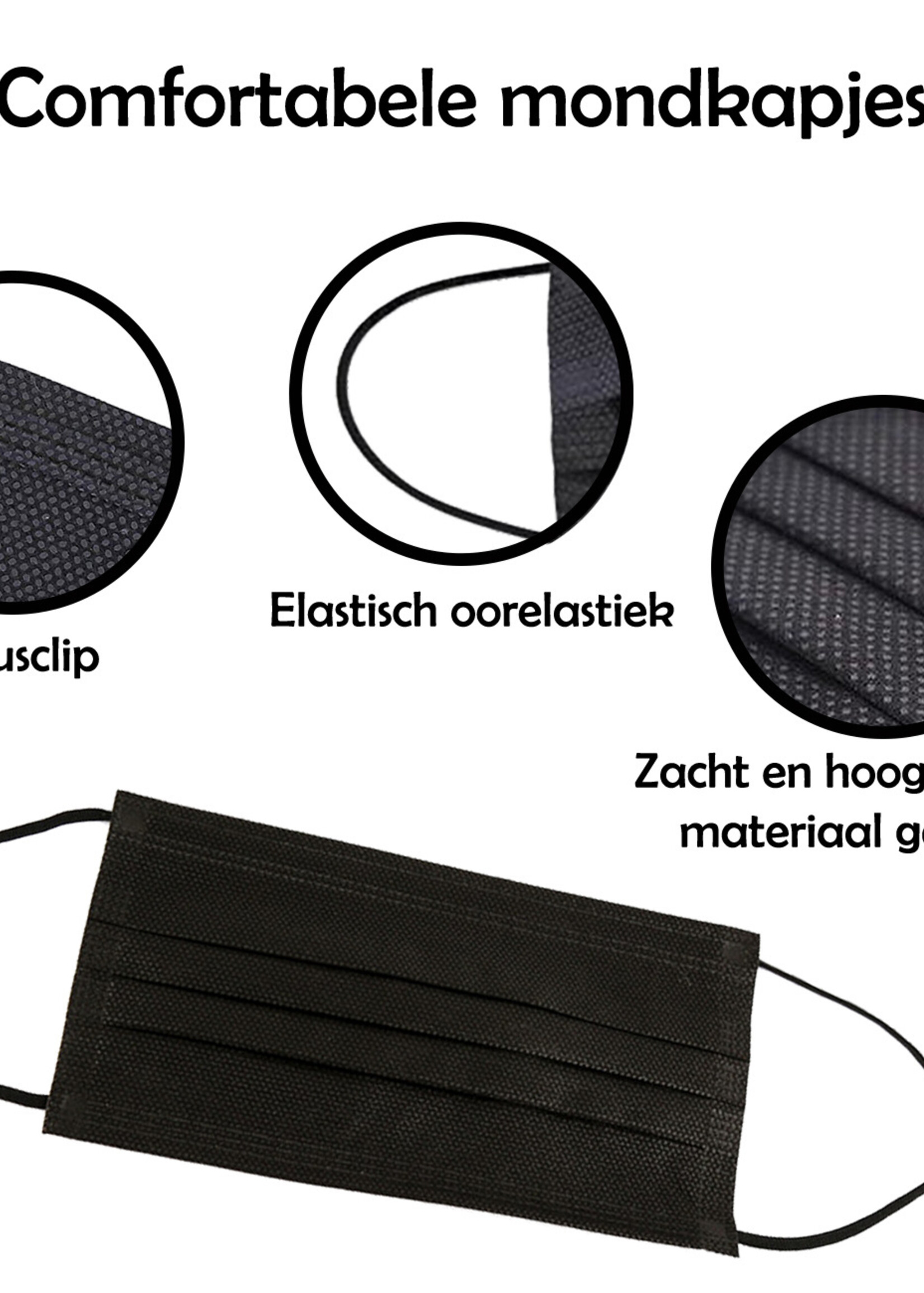 LUQ Mondkapje Zwart Wegwerp - Mondmasker Wegwerp - Mondkapje Wegwerp Zwart - Mondkapjes Wegwerp Zwart - 1.000 Stuks