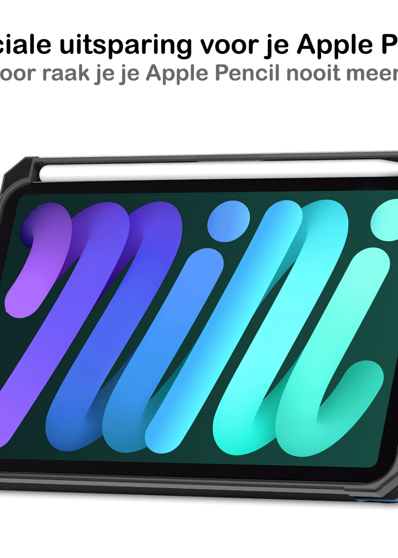 LUQ Hoes Geschikt voor iPad Mini 6 Hoes Luxe Hoesje Case Met Uitsparing Geschikt voor Apple Pencil - Hoesje Geschikt voor iPad Mini 6 Hoes Cover - Lichtblauw