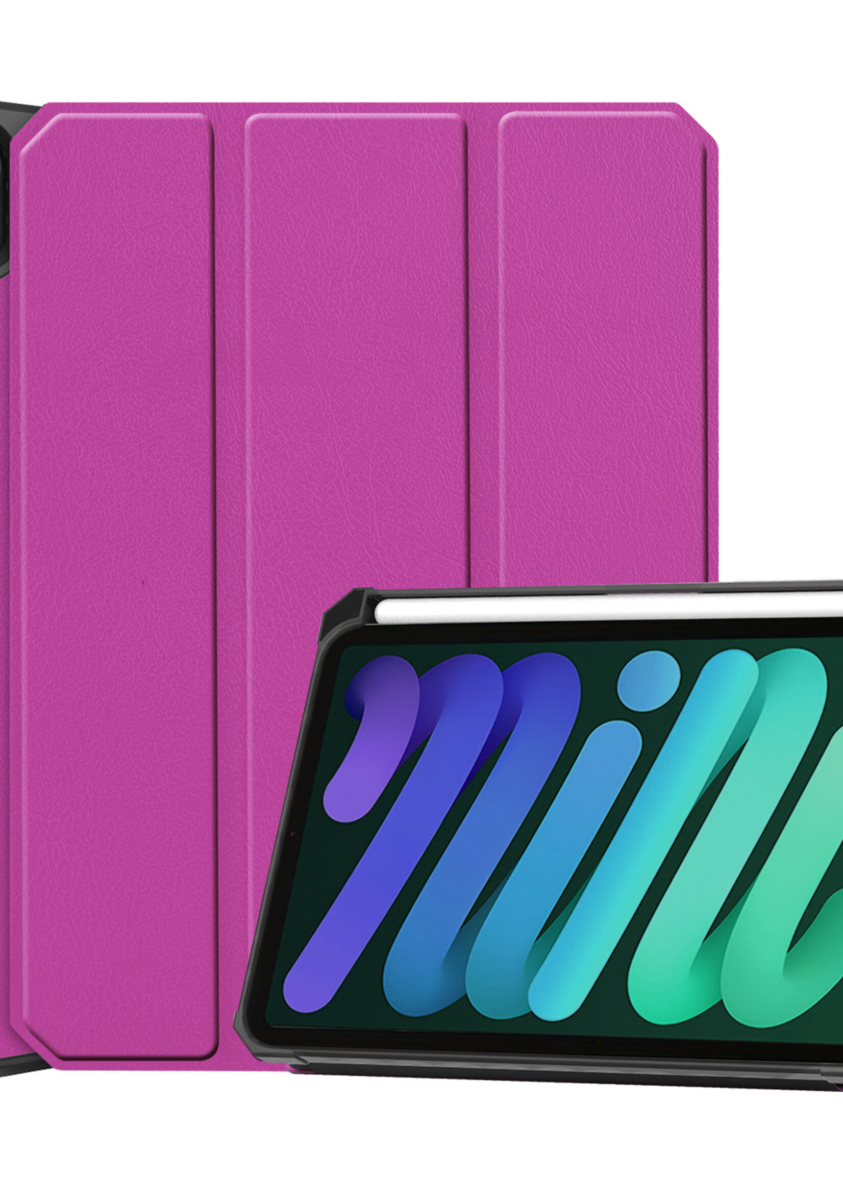 LUQ Hoes Geschikt voor iPad Mini 6 Hoes Luxe Hoesje Case Met Uitsparing Geschikt voor Apple Pencil - Hoesje Geschikt voor iPad Mini 6 Hoes Cover - Paars