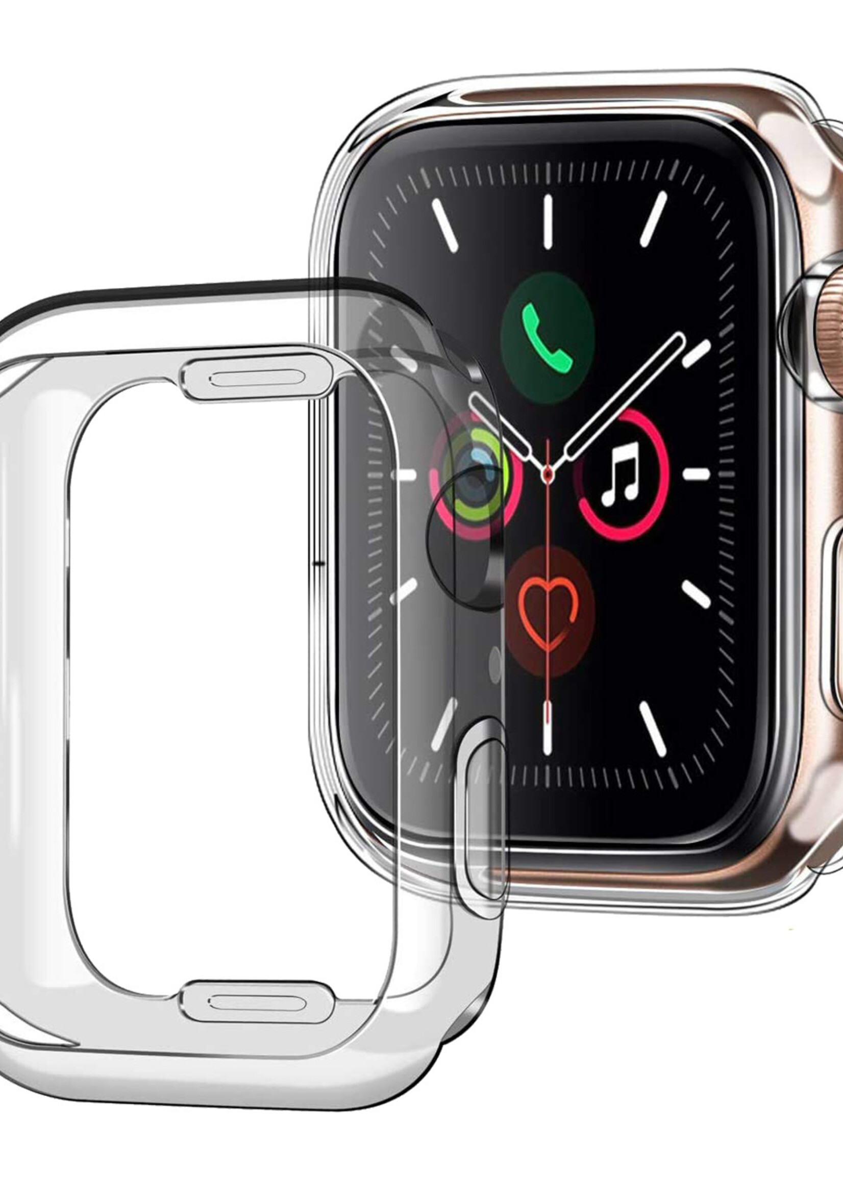 LUQ Siliconen Hoesje Geschikt voor Apple Watch Series 4 44 mm Hoes Case - Hoes Geschikt voor Apple Watch Series 4 44 mm Case - Transparant