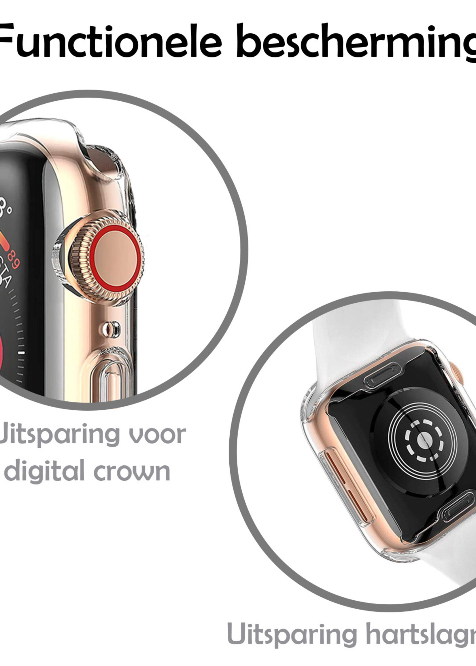 LUQ Geschikt Voor Apple Watch SE Hoesje Case Siliconen 40 mm Transparant - Hoes Geschikt Voor Apple Watch Case Transparant - 2 Stuks