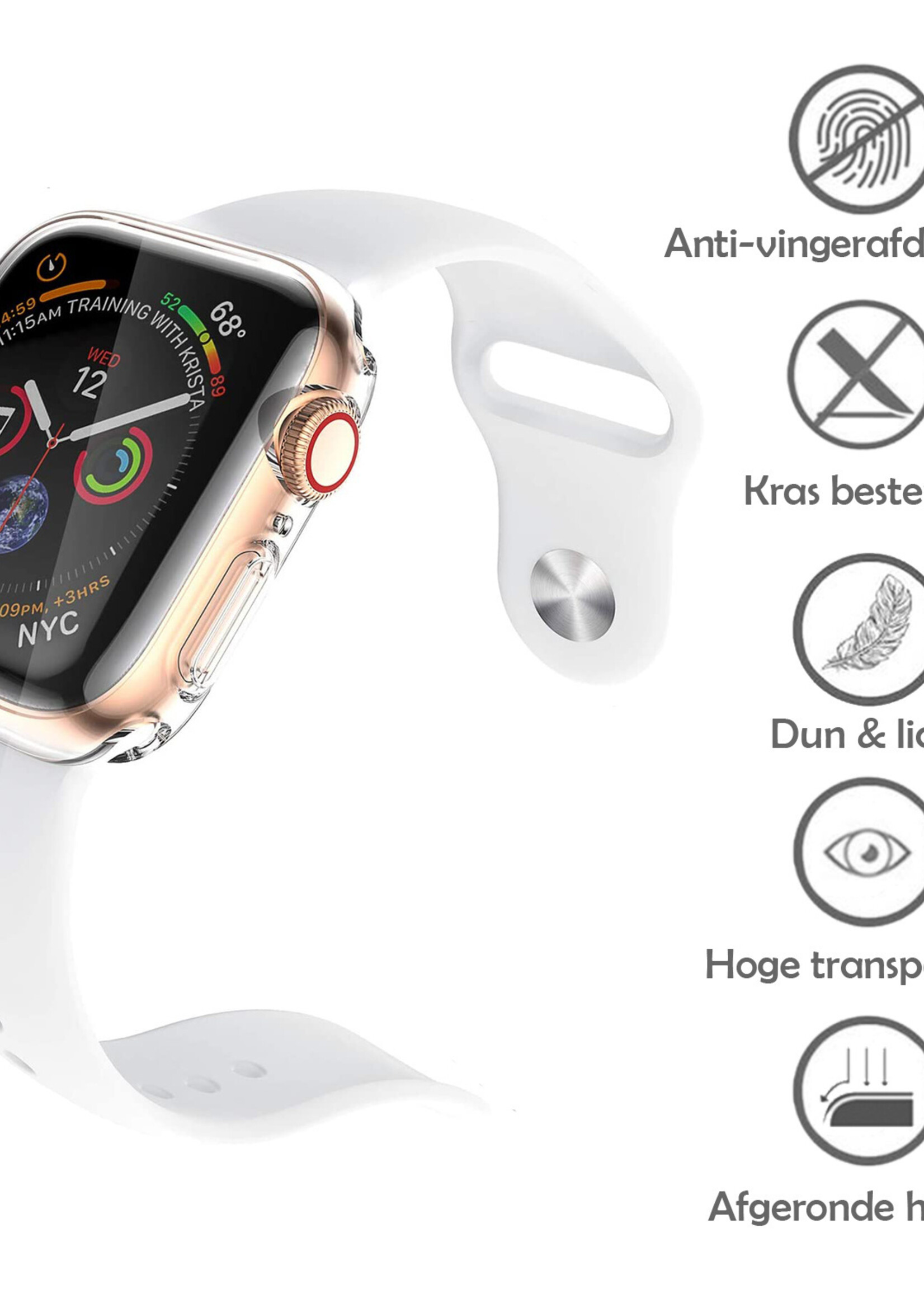 LUQ Geschikt Voor Apple Watch Nike+ Hoesje Case Siliconen 44 mm Transparant - Hoes Geschikt Voor Apple Watch Case Transparant - 2 Stuks