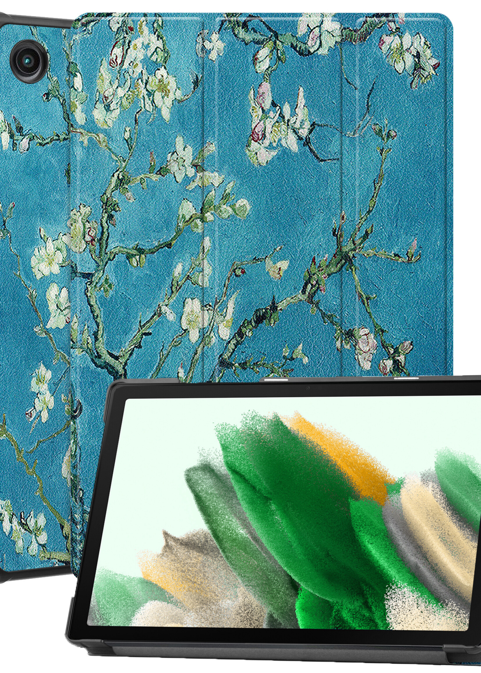 LUQ Hoes Geschikt voor Samsung Galaxy Tab A8 Hoes Luxe Hoesje Book Case - Hoesje Geschikt voor Samsung Tab A8 Hoes Cover - Bloesem