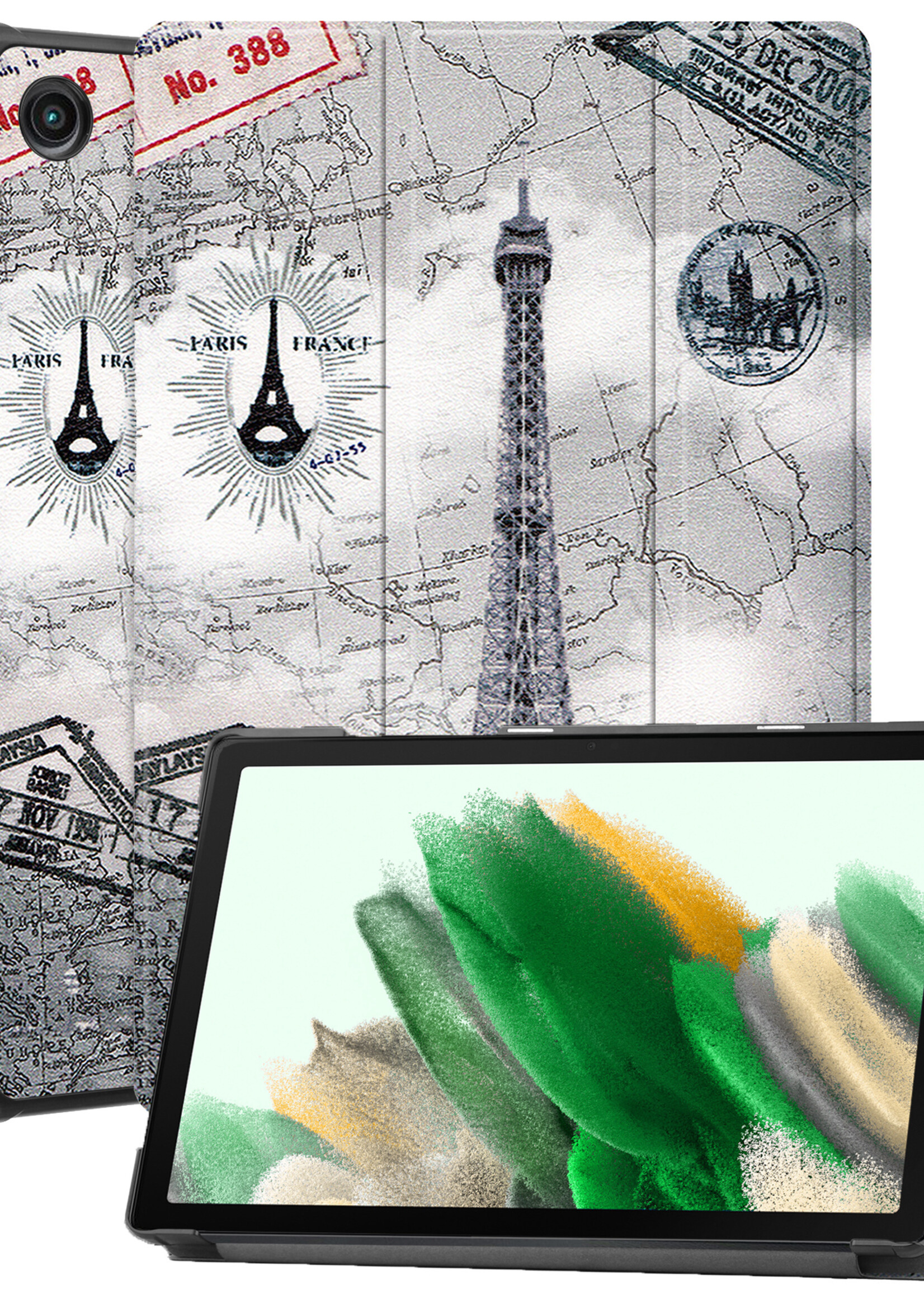 LUQ Hoes Geschikt voor Samsung Galaxy Tab A8 Hoes Luxe Hoesje Book Case - Hoesje Geschikt voor Samsung Tab A8 Hoes Cover - Eiffeltoren