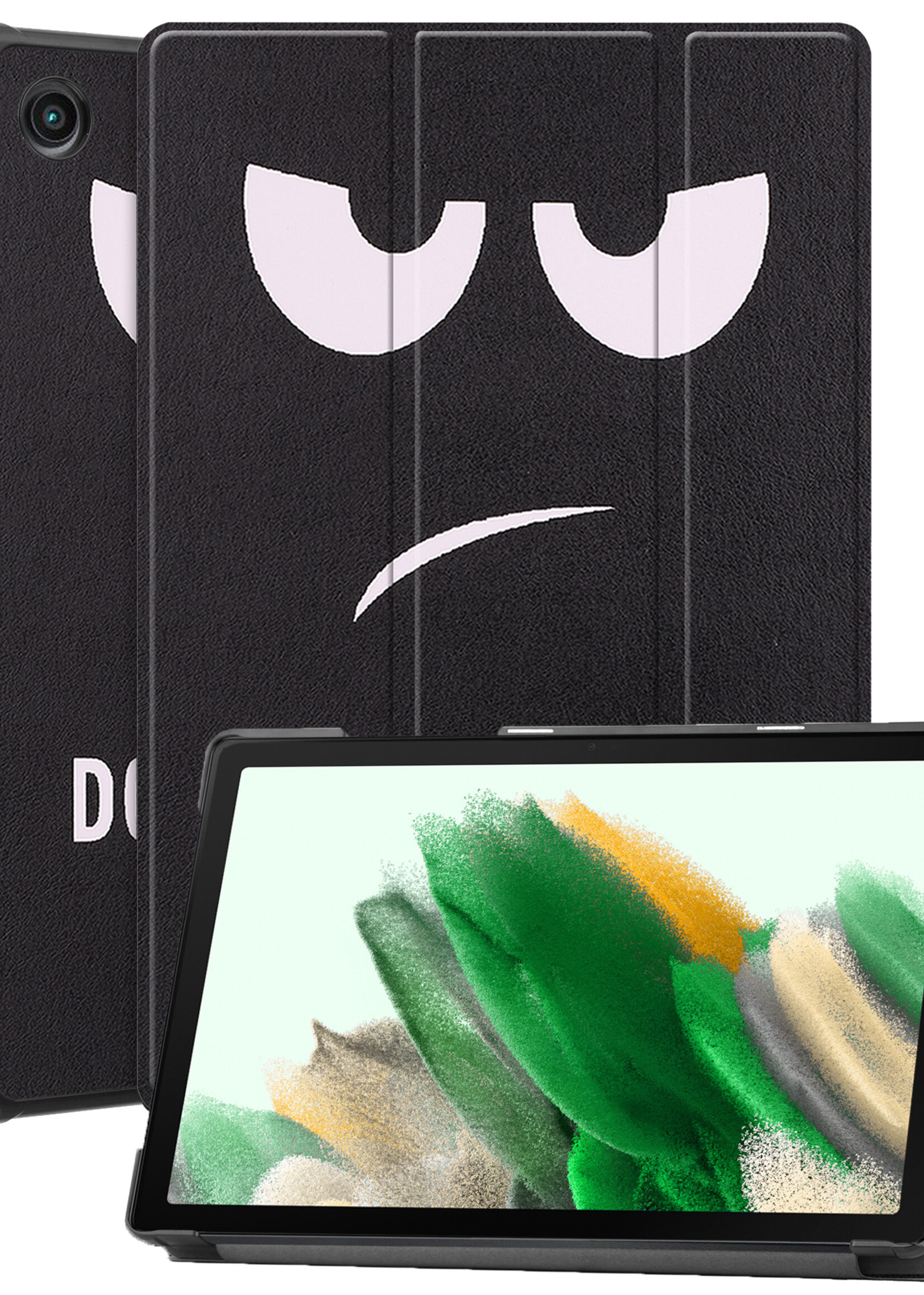 LUQ Hoes Geschikt voor Samsung Galaxy Tab A8 Hoes Luxe Hoesje Book Case - Hoesje Geschikt voor Samsung Tab A8 Hoes Cover - Don't Touch Me