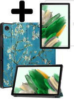 LUQ LUQ Samsung Galaxy Tab A8 2022 Hoes Met Screenprotector - Witte Bloesem