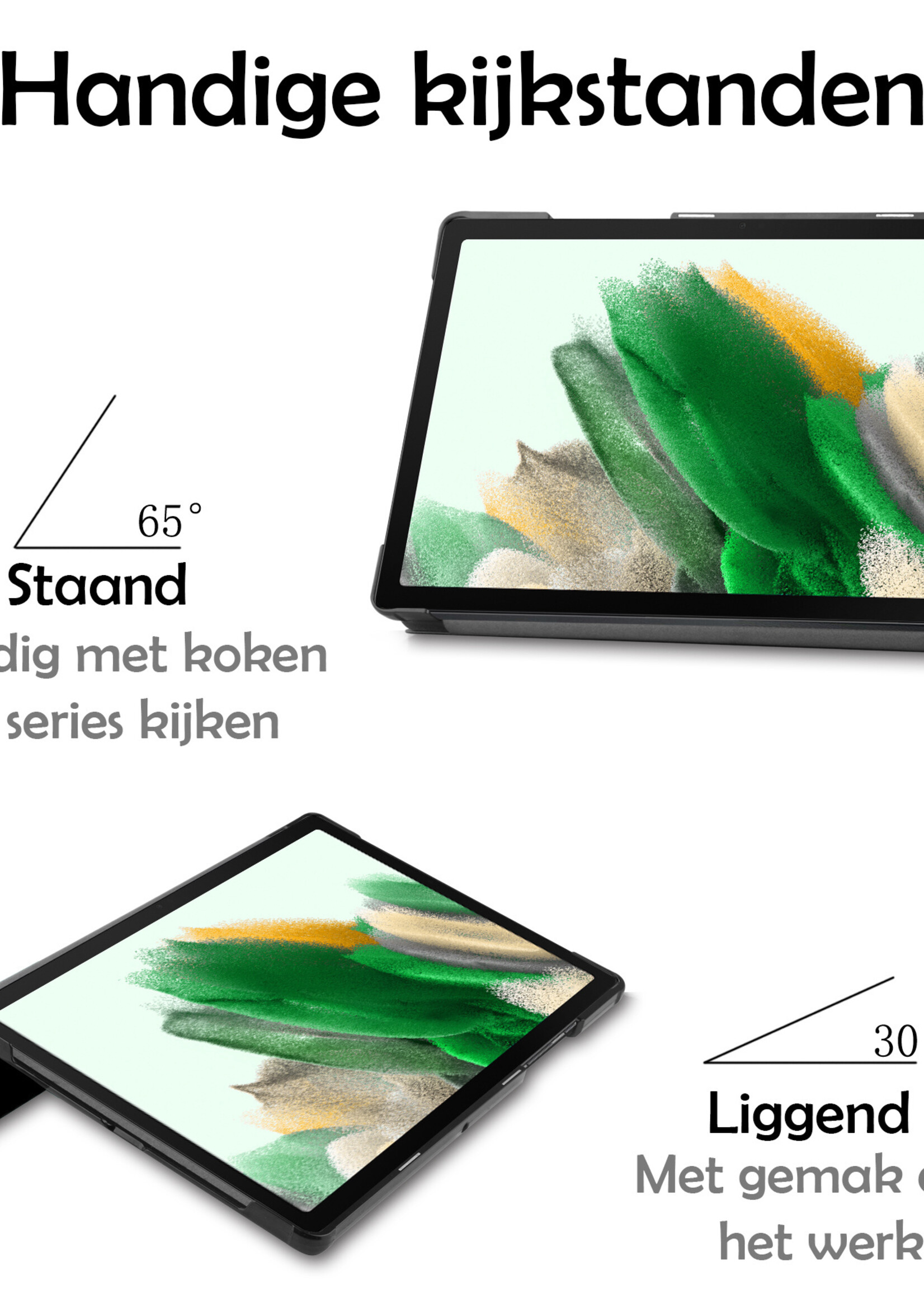 LUQ Hoes Geschikt voor Samsung Galaxy Tab A8 Hoes Luxe Hoesje Book Case Met Screenprotector - Hoesje Geschikt voor Samsung Tab A8 Hoes Cover - Donkergroen