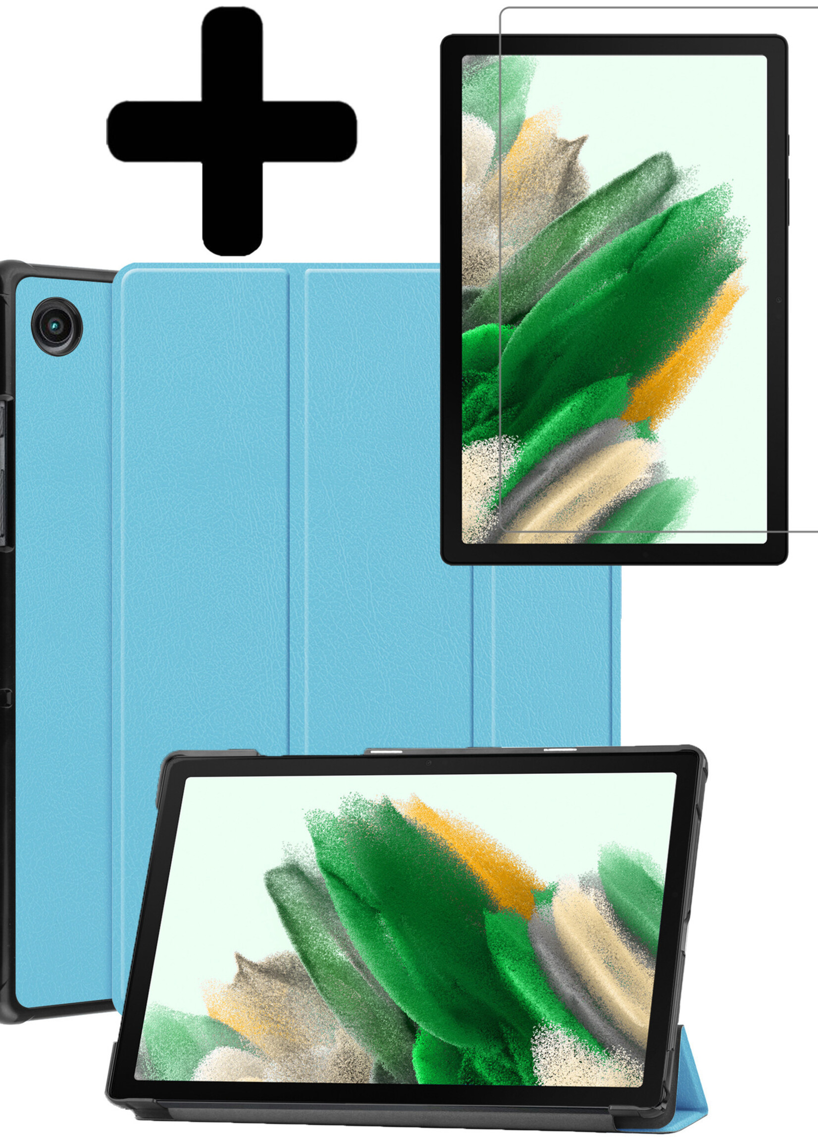 LUQ Hoes Geschikt voor Samsung Galaxy Tab A8 Hoes Luxe Hoesje Book Case Met Screenprotector - Hoesje Geschikt voor Samsung Tab A8 Hoes Cover - Lichtblauw