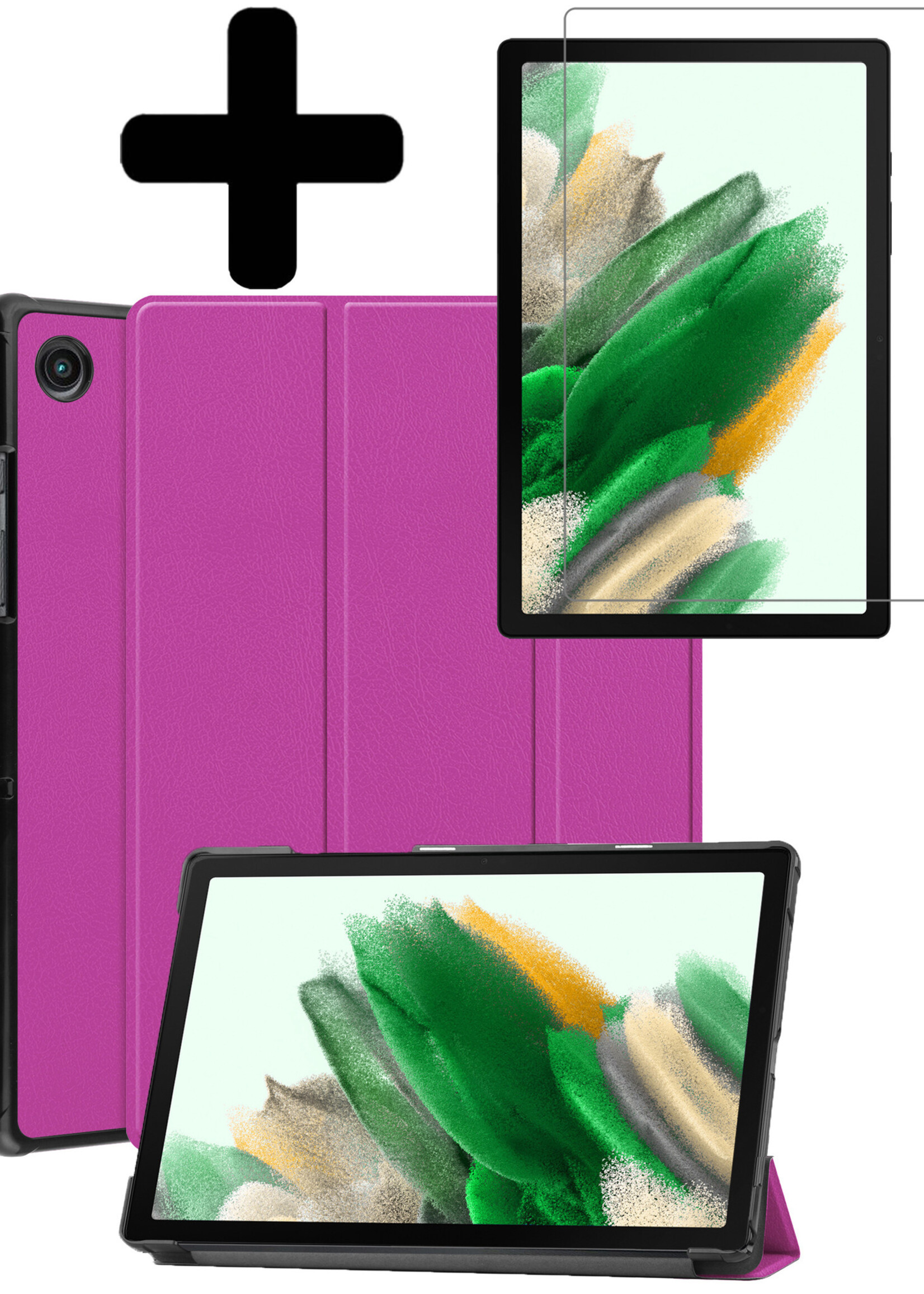 LUQ Hoes Geschikt voor Samsung Galaxy Tab A8 Hoes Luxe Hoesje Book Case Met Screenprotector - Hoesje Geschikt voor Samsung Tab A8 Hoes Cover - Paars