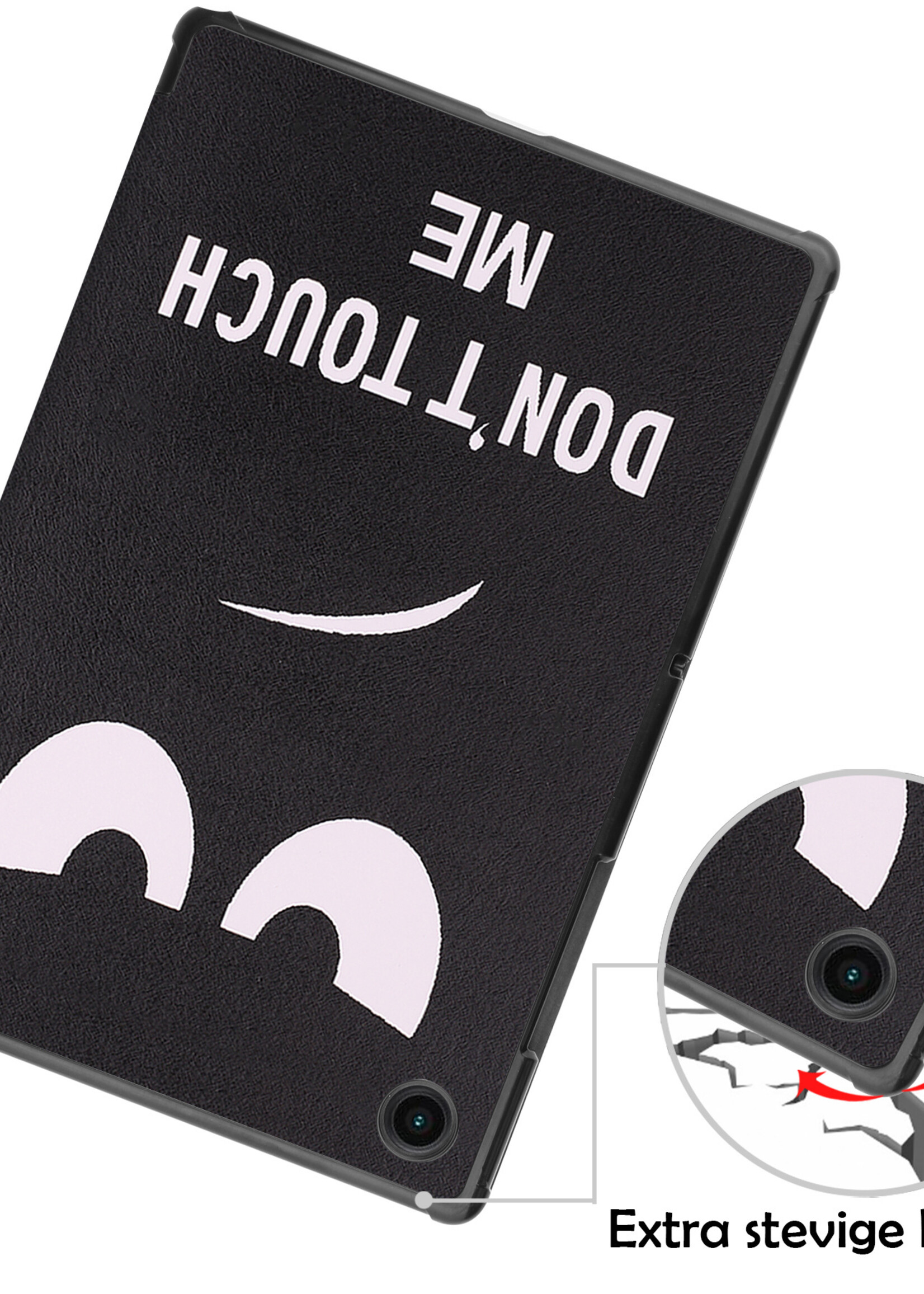 LUQ Hoes Geschikt voor Samsung Galaxy Tab A8 Hoes Luxe Hoesje Book Case Met Screenprotector - Hoesje Geschikt voor Samsung Tab A8 Hoes Cover - Don't Touch Me