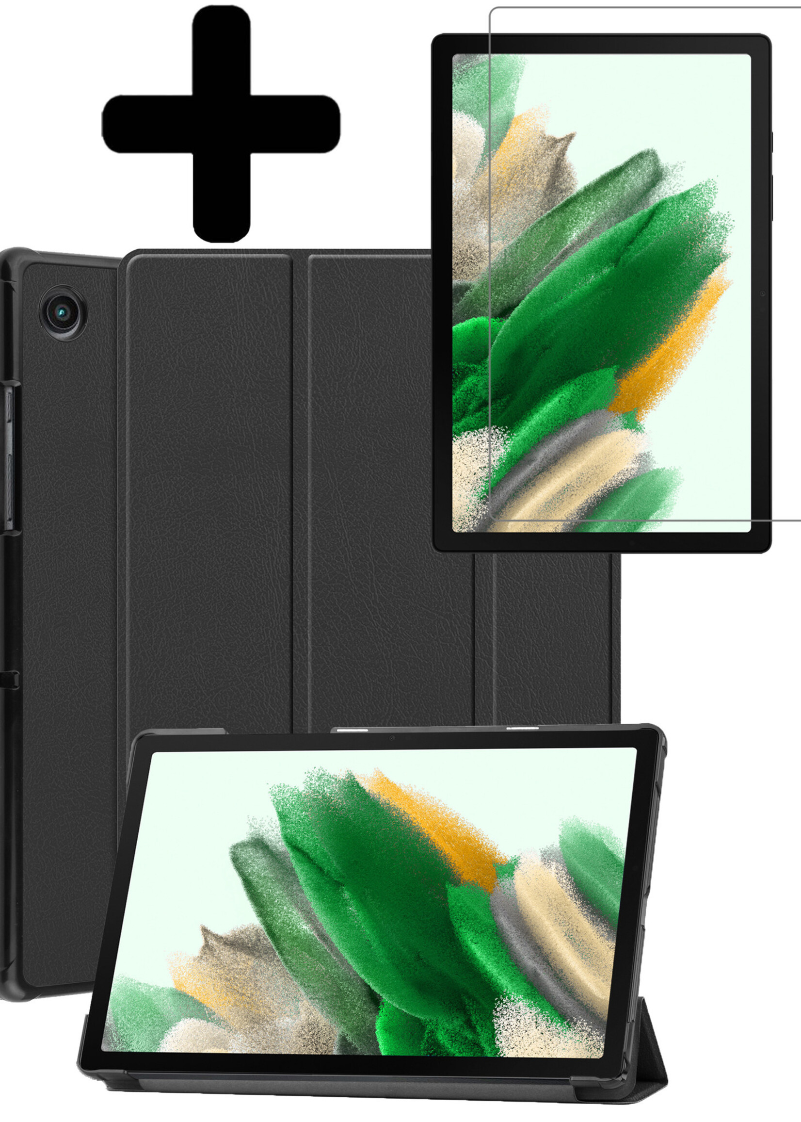 LUQ Hoes Geschikt voor Samsung Galaxy Tab A8 Hoes Luxe Hoesje Book Case Met Screenprotector - Hoesje Geschikt voor Samsung Tab A8 Hoes Cover - Zwart