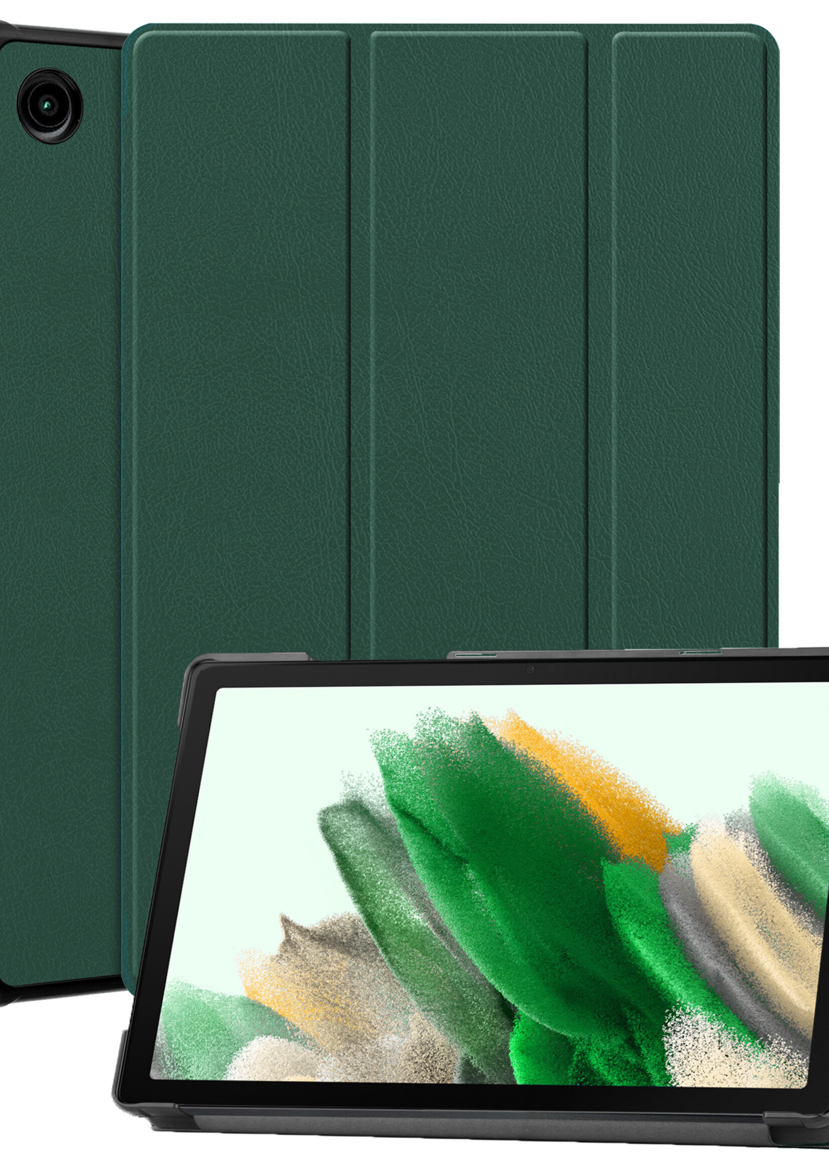 LUQ Hoes Geschikt voor Samsung Galaxy Tab A8 Hoes Luxe Hoesje Book Case - Hoesje Geschikt voor Samsung Tab A8 Hoes Cover - Donkergroen