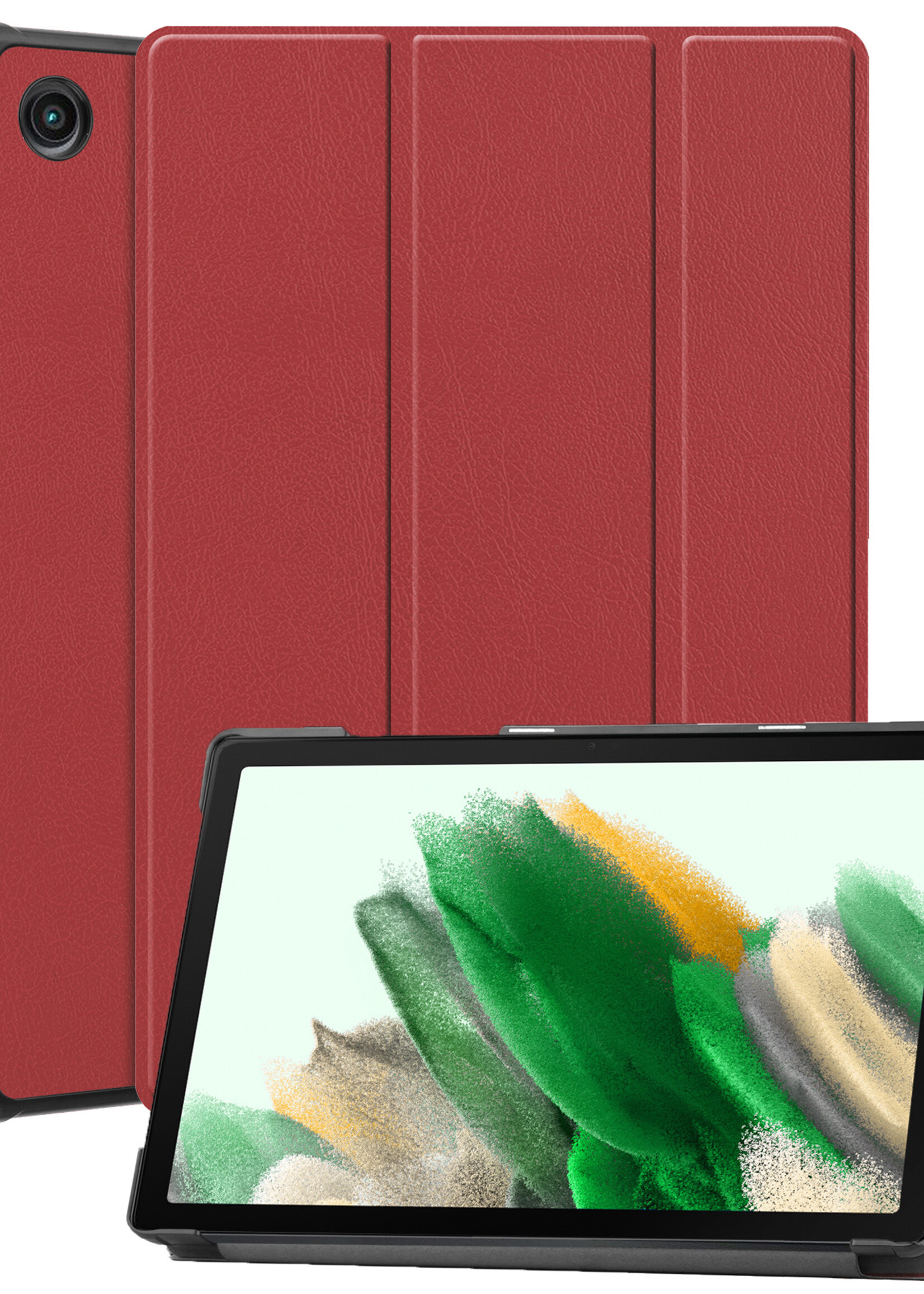 LUQ Hoes Geschikt voor Samsung Galaxy Tab A8 Hoes Luxe Hoesje Book Case - Hoesje Geschikt voor Samsung Tab A8 Hoes Cover - Donkerrood