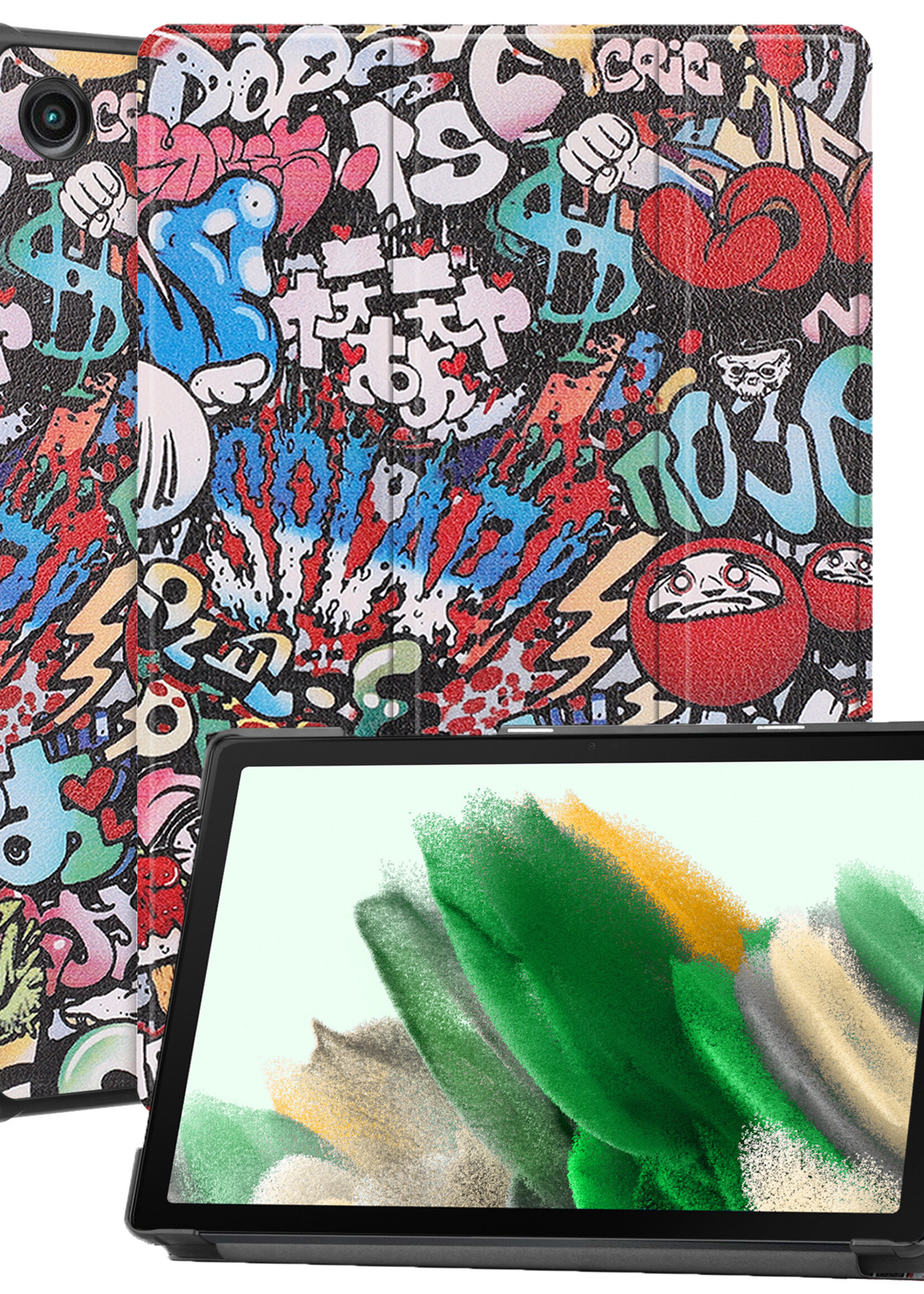 LUQ Hoes Geschikt voor Samsung Galaxy Tab A8 Hoes Luxe Hoesje Book Case - Hoesje Geschikt voor Samsung Tab A8 Hoes Cover - Graffity