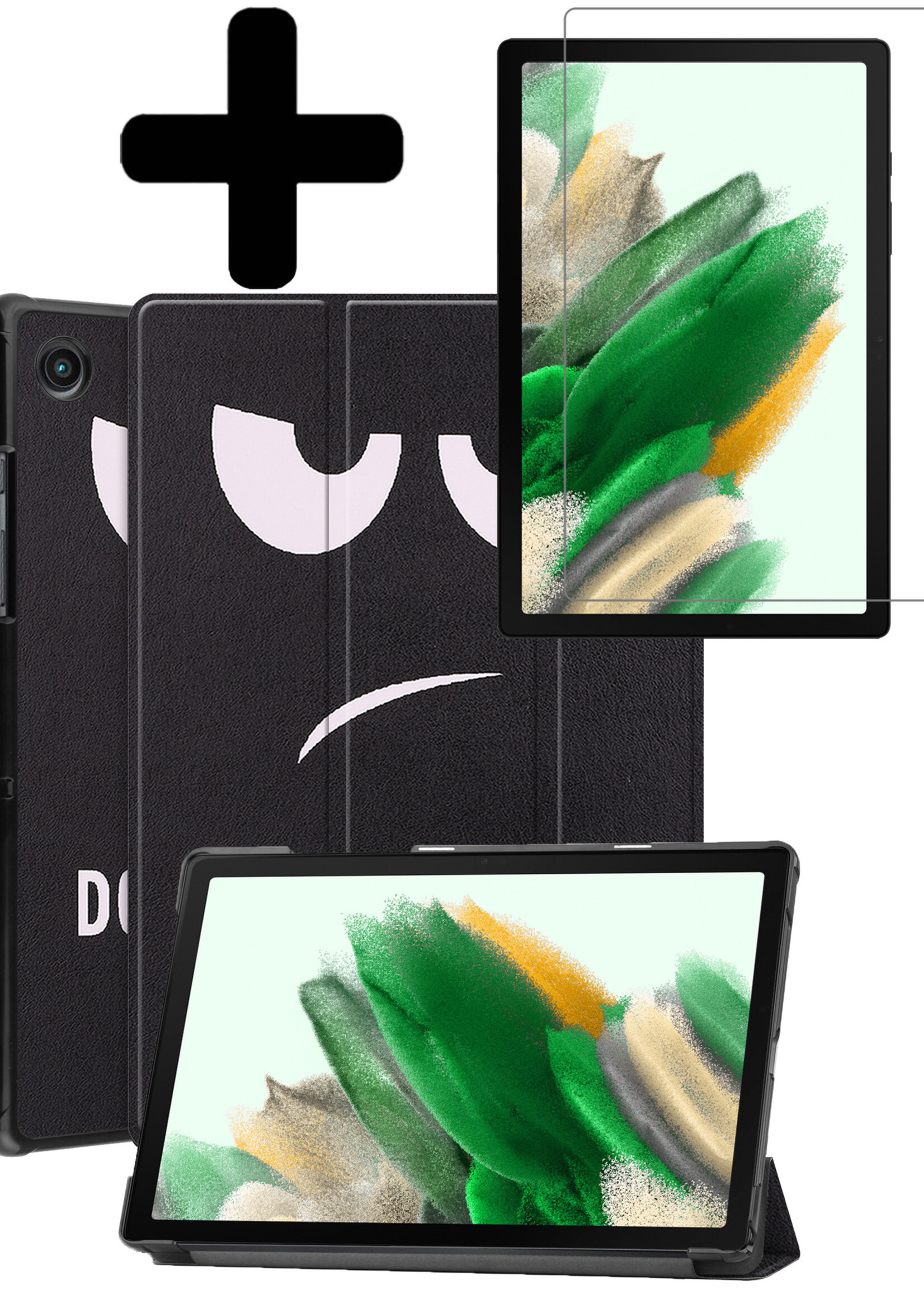 LUQ Hoes Geschikt voor Samsung Galaxy Tab A8 Hoes Luxe Hoesje Book Case Met Screenprotector - Hoesje Geschikt voor Samsung Tab A8 Hoes Cover - Don't Touch Me