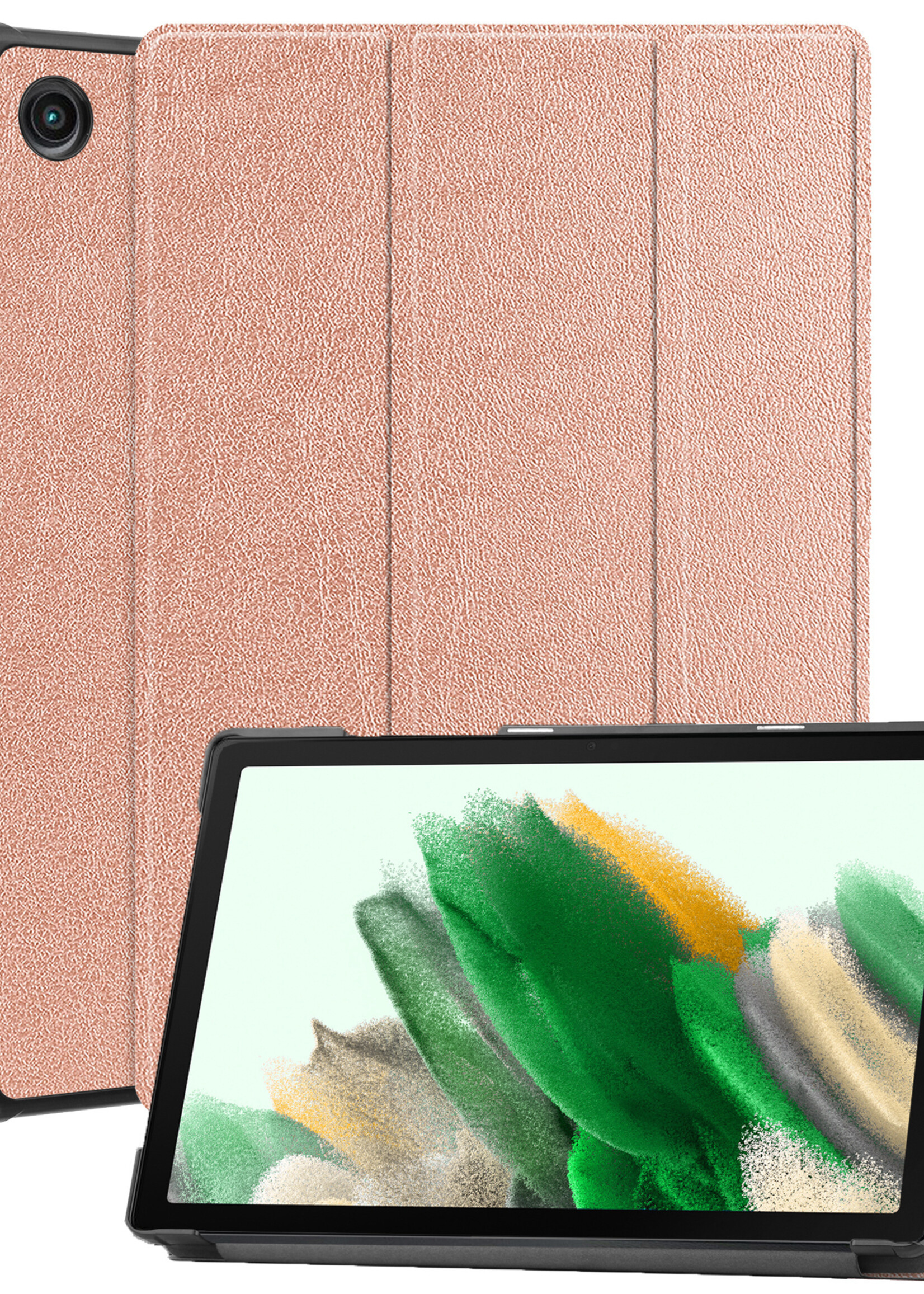 LUQ Hoes Geschikt voor Samsung Galaxy Tab A8 Hoes Luxe Hoesje Book Case - Hoesje Geschikt voor Samsung Tab A8 Hoes Cover - Rosé goud