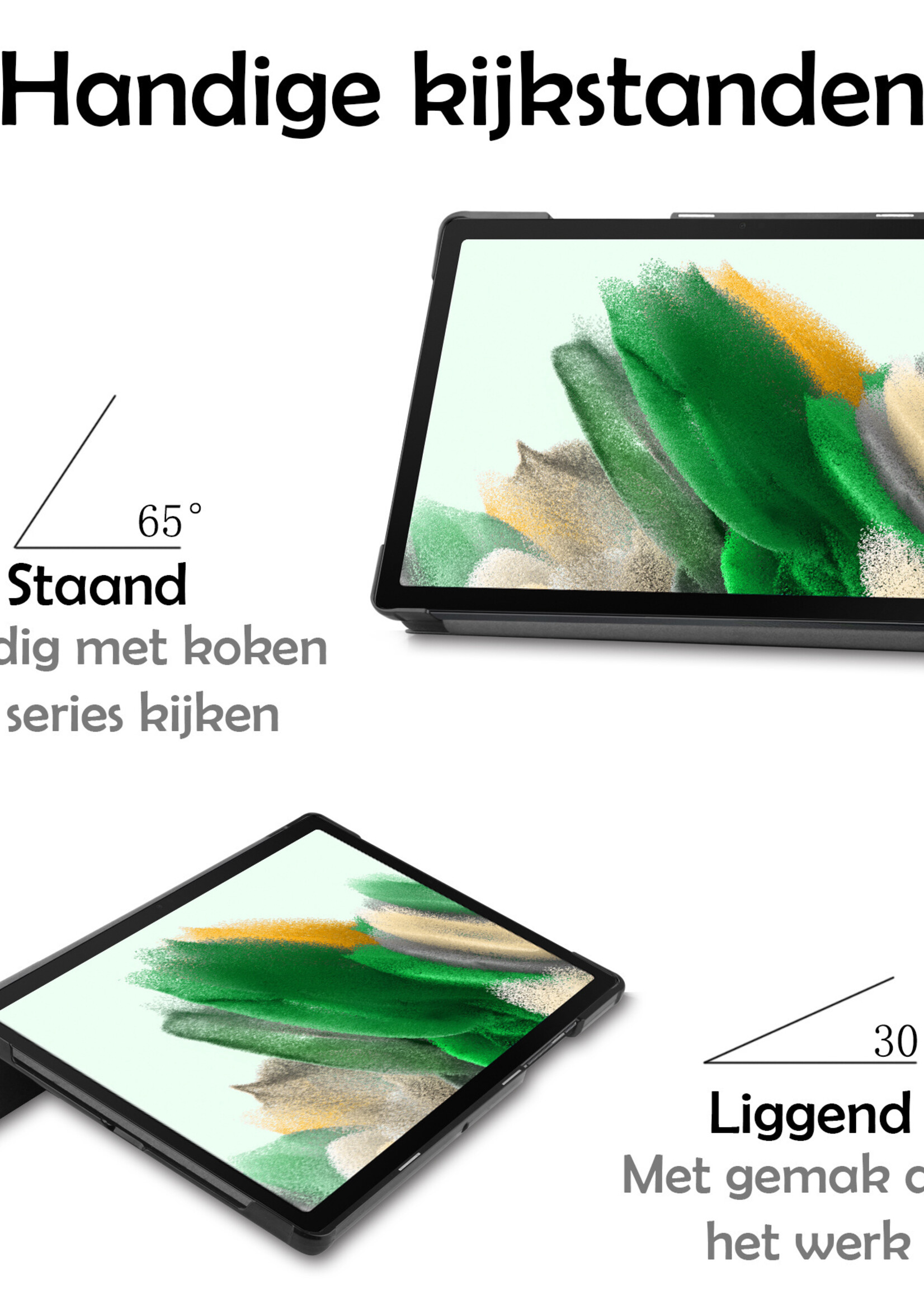 LUQ Hoes Geschikt voor Samsung Galaxy Tab A8 Hoes Luxe Hoesje Book Case - Hoesje Geschikt voor Samsung Tab A8 Hoes Cover - Zwart