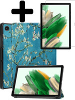 LUQ LUQ Samsung Galaxy Tab A8 2022 Hoes Met Screenprotector - Witte Bloesem