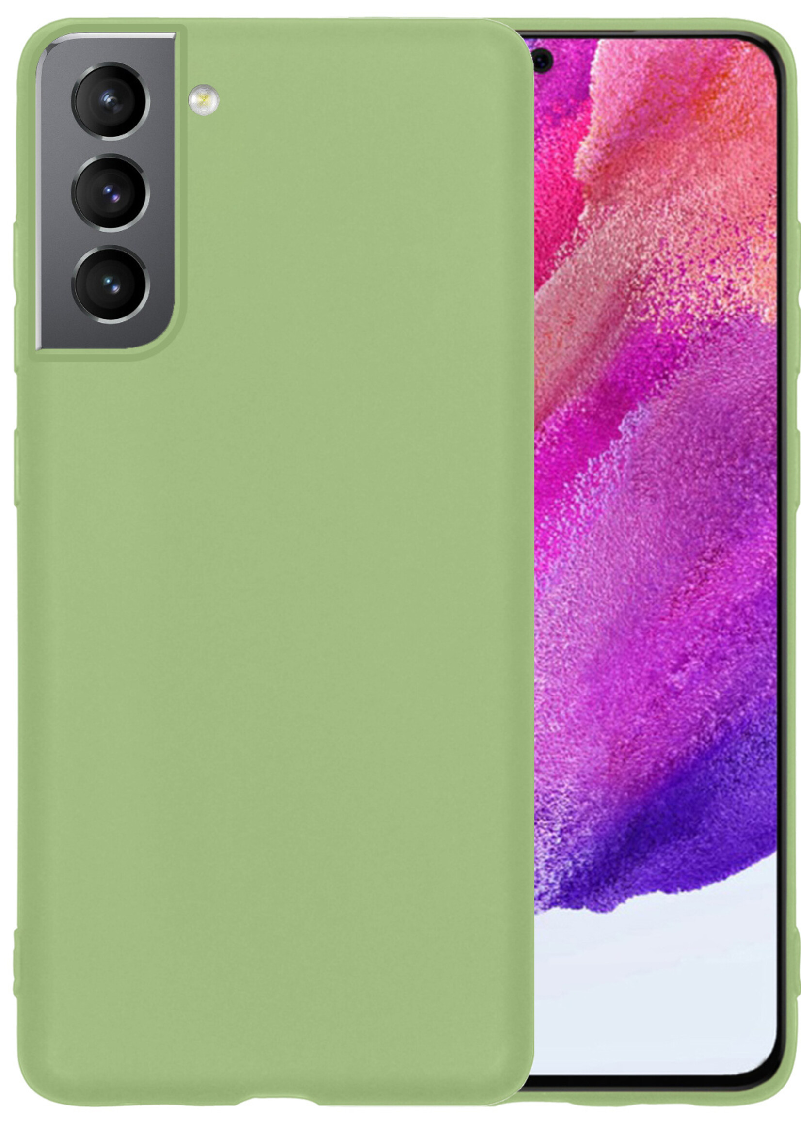 LUQ Hoesje Geschikt voor Samsung S21 FE Hoesje Siliconen Case - Hoes Geschikt voor Samsung Galaxy S21 FE Hoes Siliconen - Groen