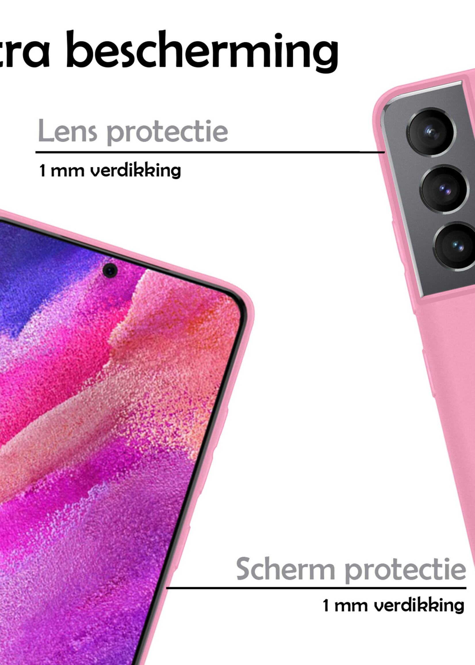 LUQ Hoesje Geschikt voor Samsung S21 FE Hoesje Siliconen Case - Hoes Geschikt voor Samsung Galaxy S21 FE Hoes Siliconen - Lichtroze