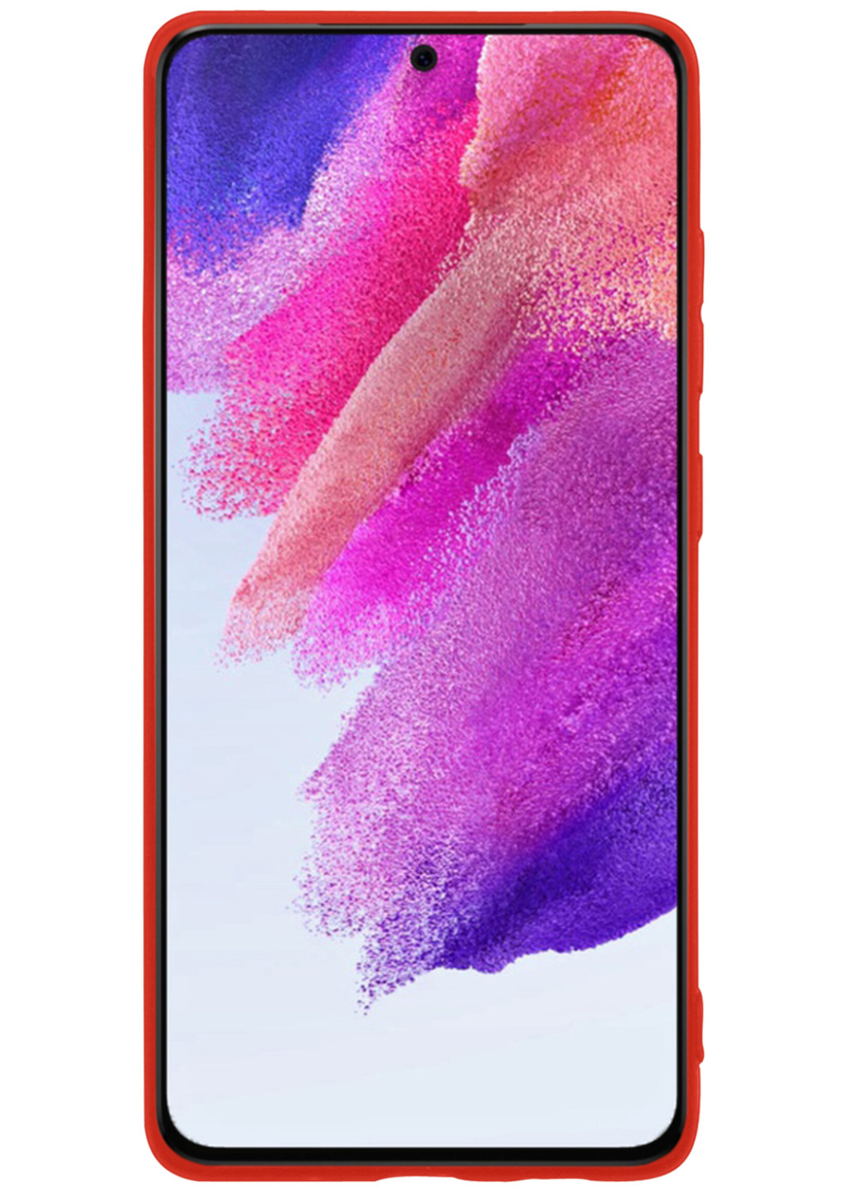 LUQ Hoesje Geschikt voor Samsung S21 FE Hoesje Siliconen Case - Hoes Geschikt voor Samsung Galaxy S21 FE Hoes Siliconen - Rood