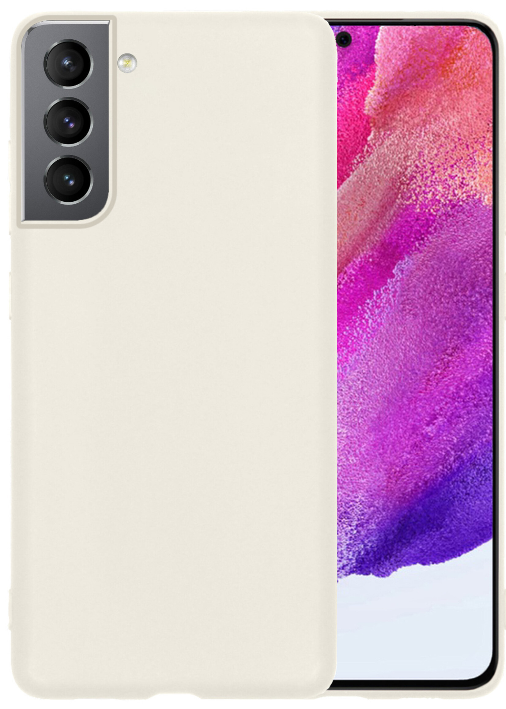 LUQ Hoesje Geschikt voor Samsung S21 FE Hoesje Siliconen Case - Hoes Geschikt voor Samsung Galaxy S21 FE Hoes Siliconen - Wit