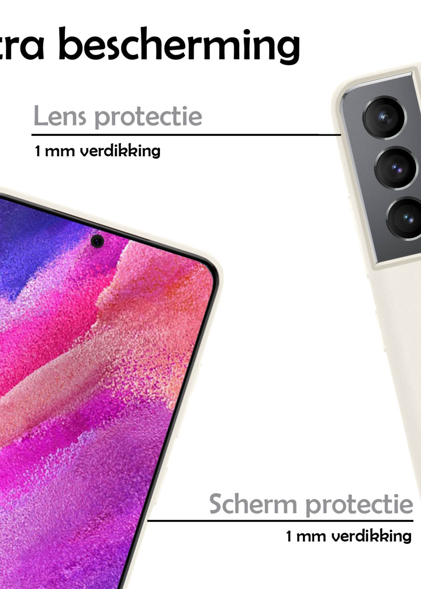 LUQ Hoesje Geschikt voor Samsung S21 FE Hoesje Siliconen Case - Hoes Geschikt voor Samsung Galaxy S21 FE Hoes Siliconen - Wit