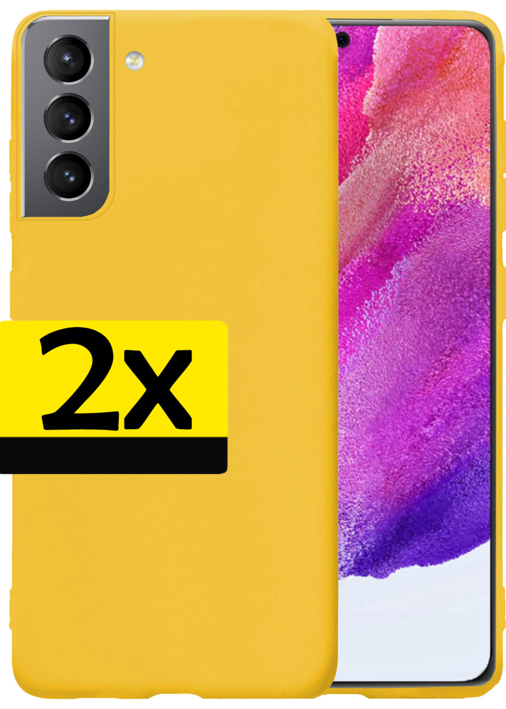 LUQ Hoesje Geschikt voor Samsung S21 FE Hoesje Siliconen Case - Hoes Geschikt voor Samsung Galaxy S21 FE Hoes Siliconen - Geel - 2 Stuks