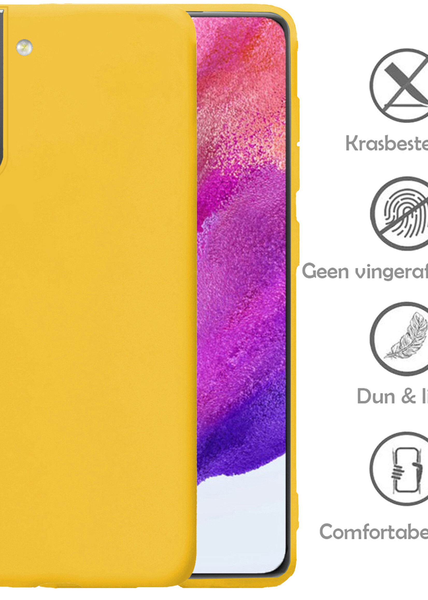 LUQ Hoesje Geschikt voor Samsung S21 FE Hoesje Siliconen Case - Hoes Geschikt voor Samsung Galaxy S21 FE Hoes Siliconen - Geel - 2 Stuks