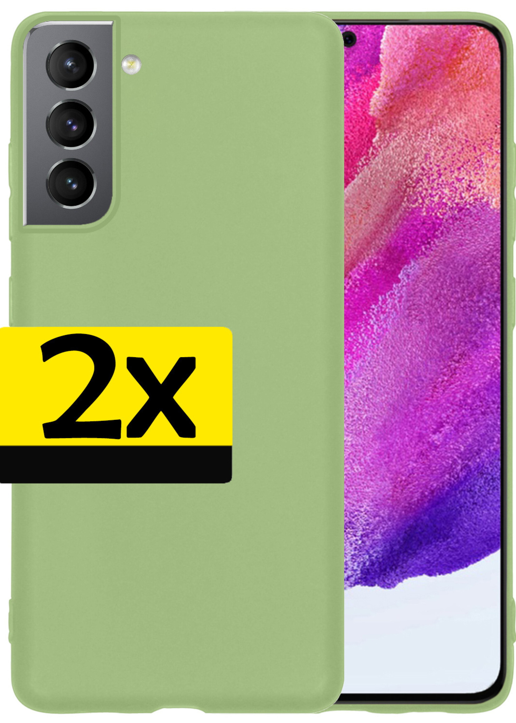 LUQ Hoesje Geschikt voor Samsung S21 FE Hoesje Siliconen Case - Hoes Geschikt voor Samsung Galaxy S21 FE Hoes Siliconen - Groen - 2 Stuks