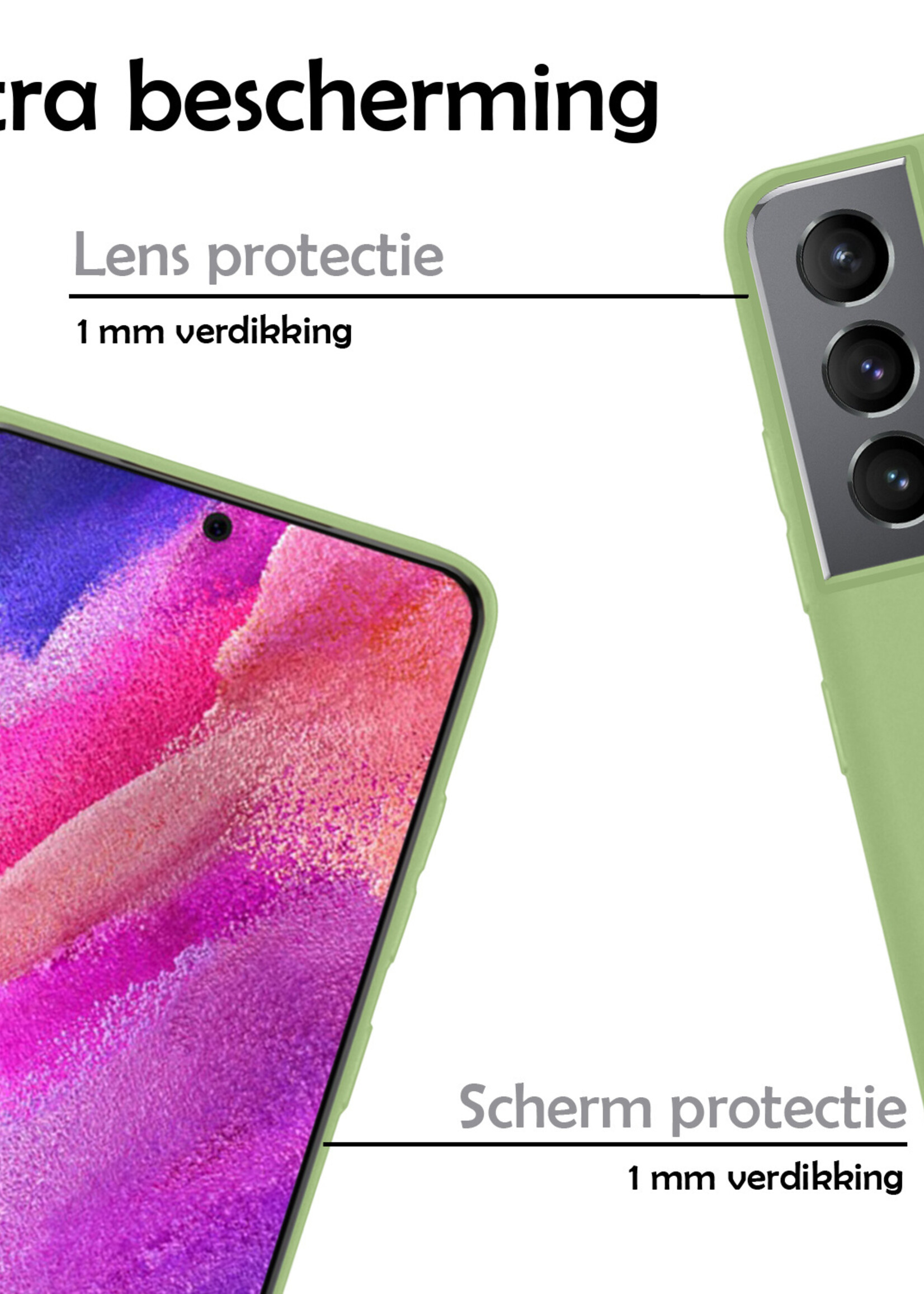 LUQ Hoesje Geschikt voor Samsung S21 FE Hoesje Siliconen Case - Hoes Geschikt voor Samsung Galaxy S21 FE Hoes Siliconen - Groen - 2 Stuks