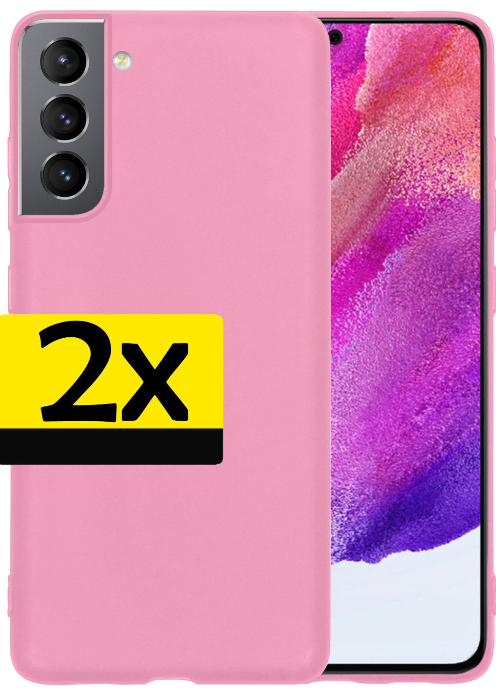 LUQ Hoesje Geschikt voor Samsung S21 FE Hoesje Siliconen Case - Hoes Geschikt voor Samsung Galaxy S21 FE Hoes Siliconen - Lichtroze - 2 Stuks